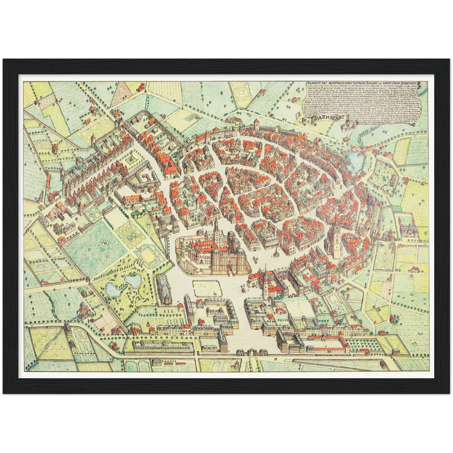 Historische Stadtansicht Darmstadt um 1799