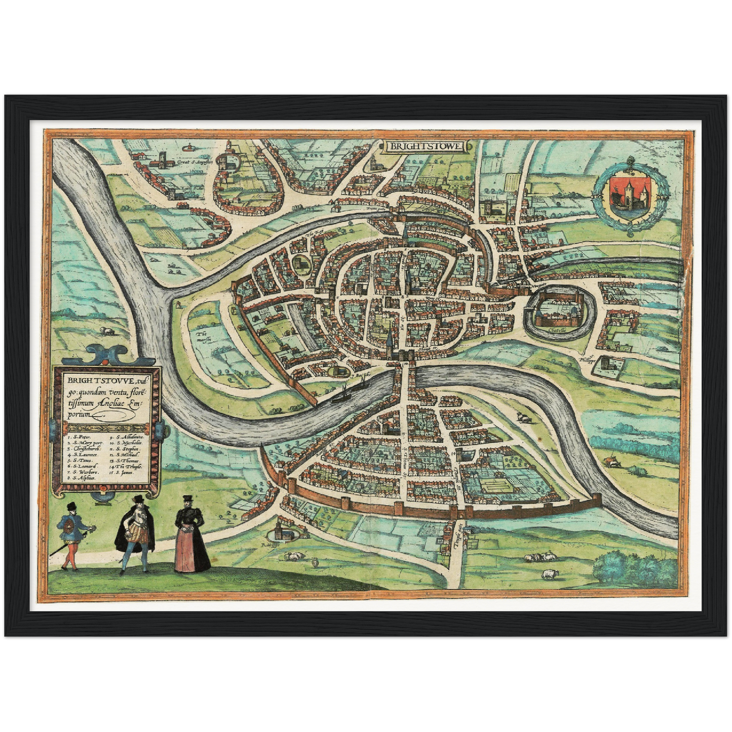 Historische Stadtansicht Bristol um 1609