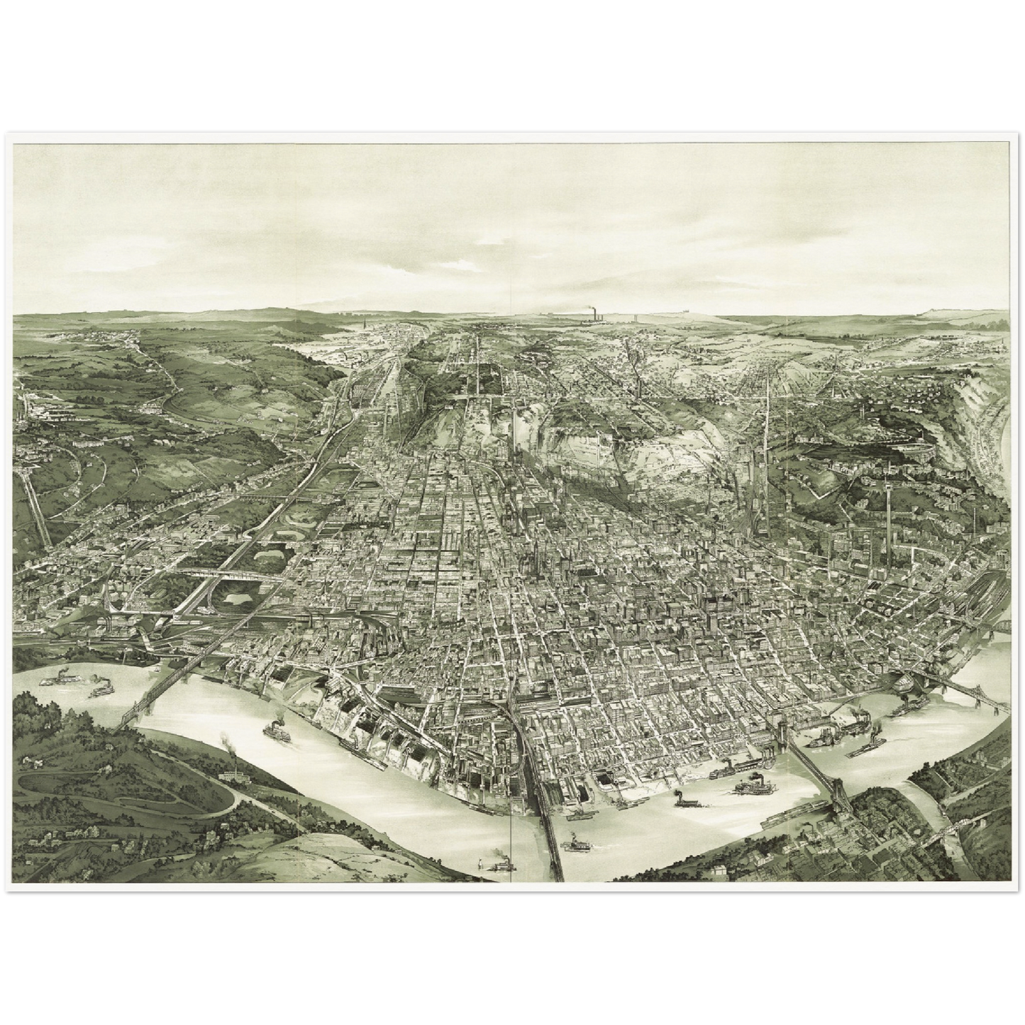 Historische Stadtansicht Cincinnati um 1900