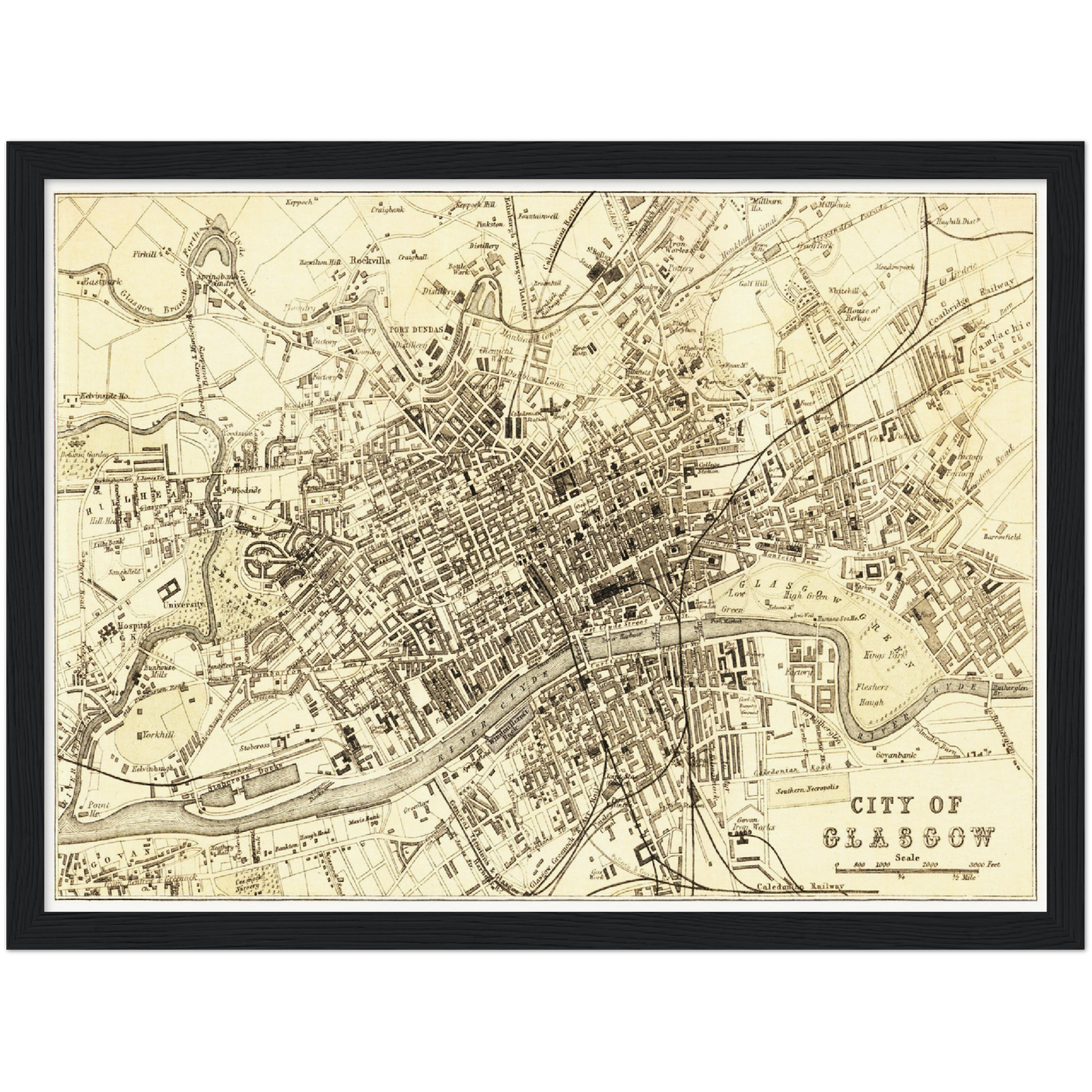 Historischer Stadtplan Glasgow um 1878