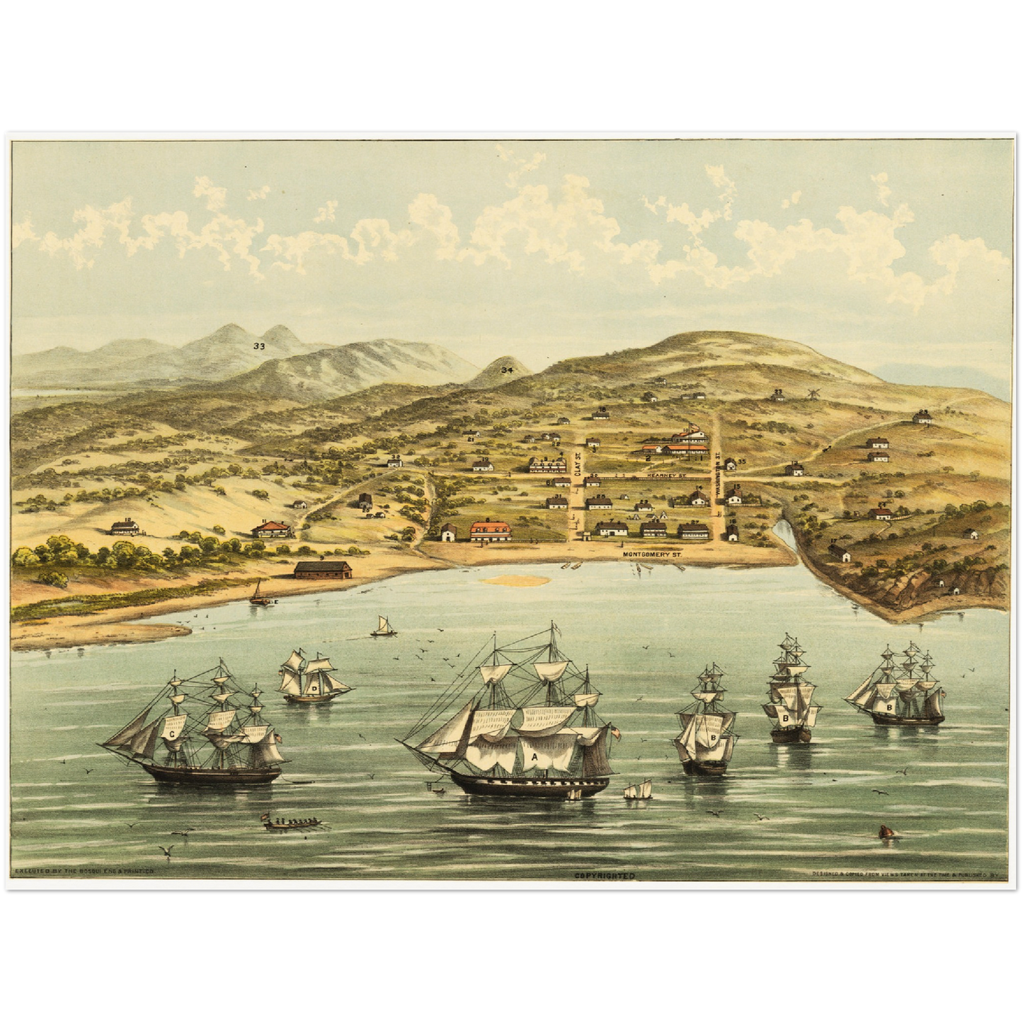 Historische Stadtansicht San Francisco um 1846