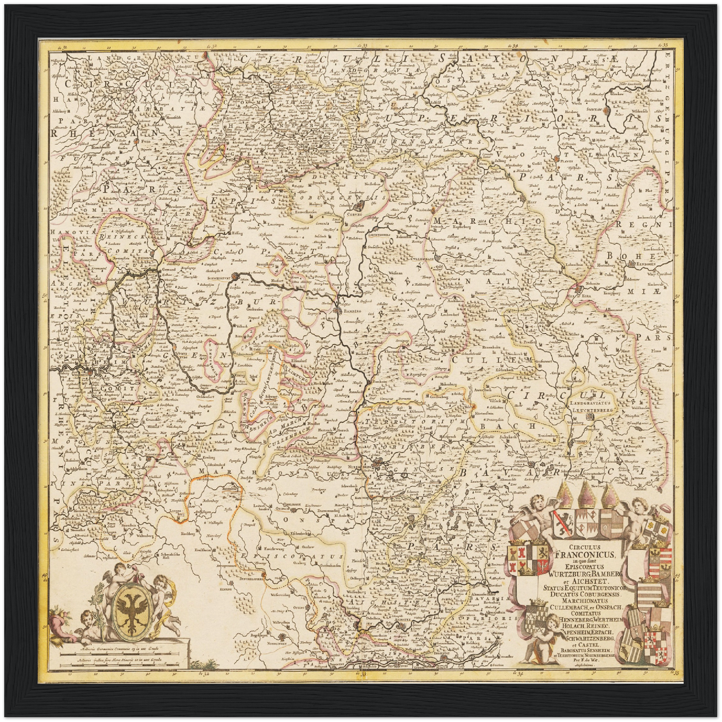 Historische Landkarte Franken um 1698