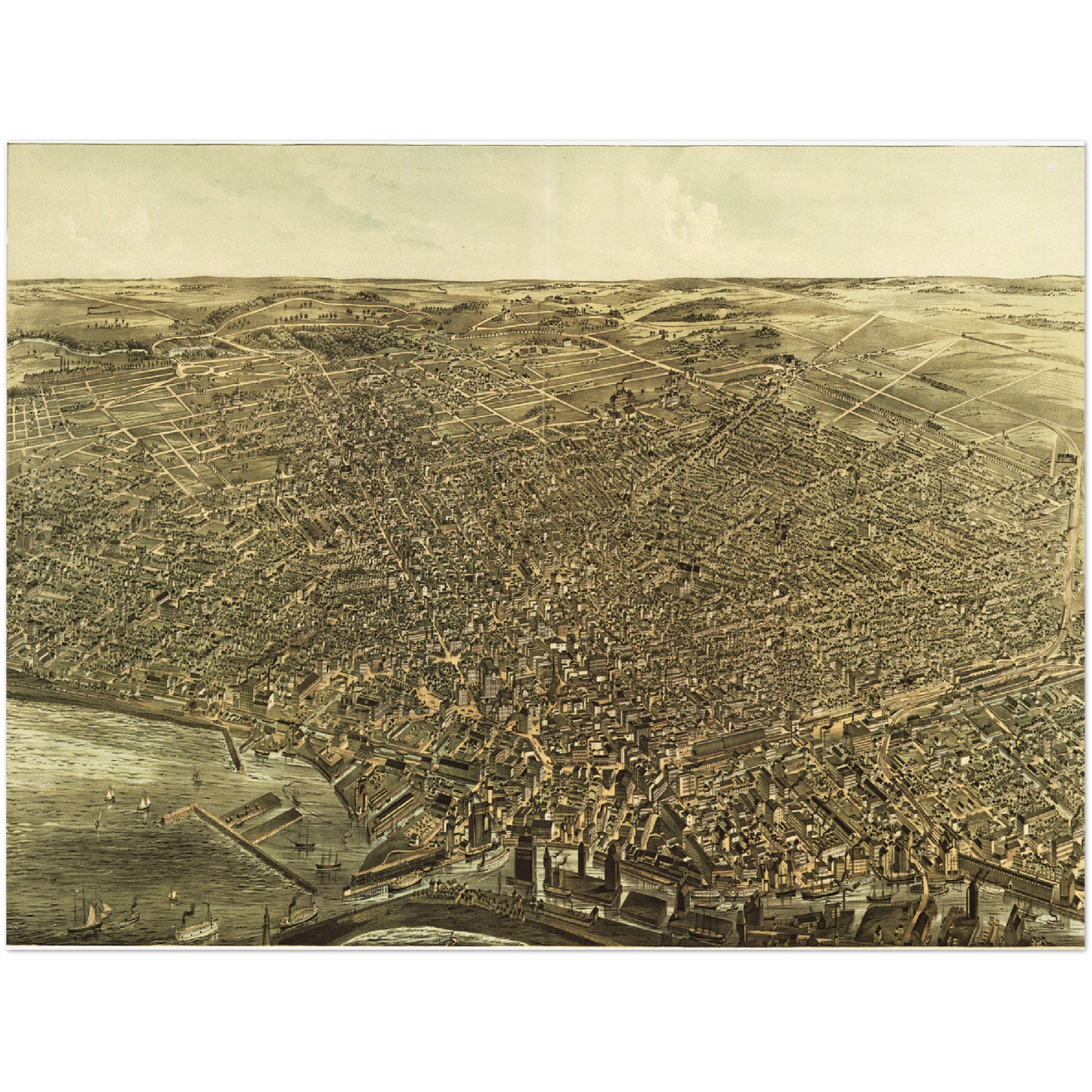 Historische Stadtansicht Buffalo um 1880