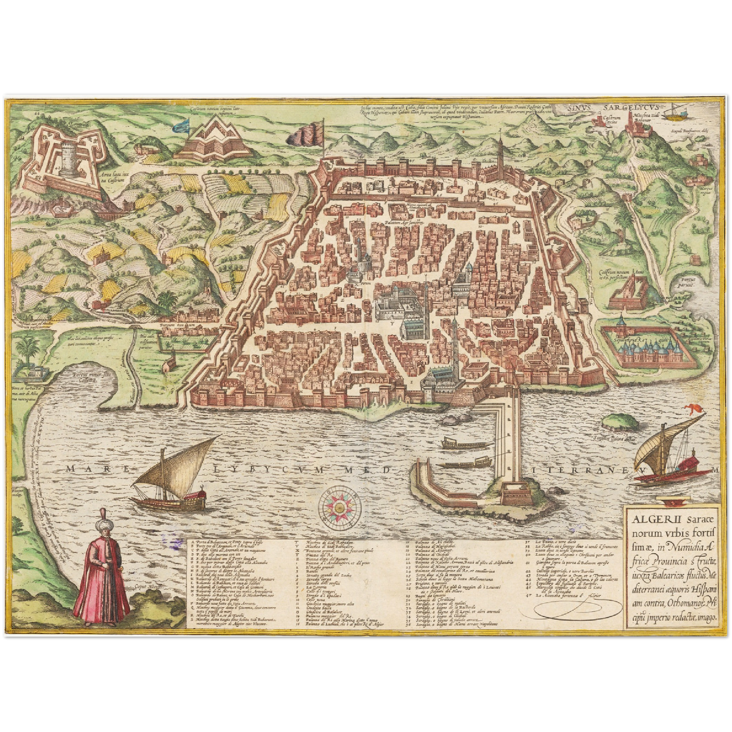 Historischer Stadtplan Algier um 1582