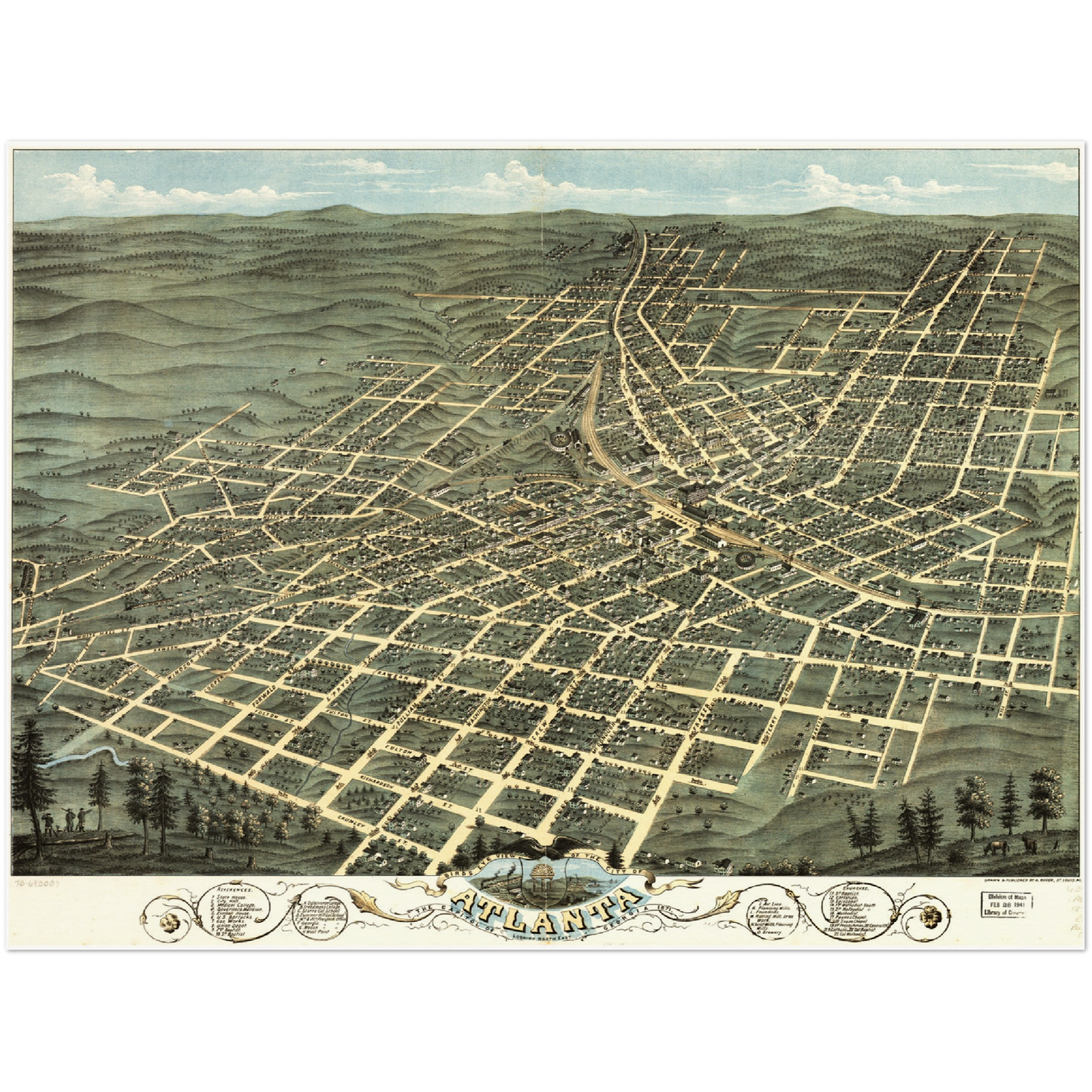 Historische Stadtansicht Atlanta um 1871