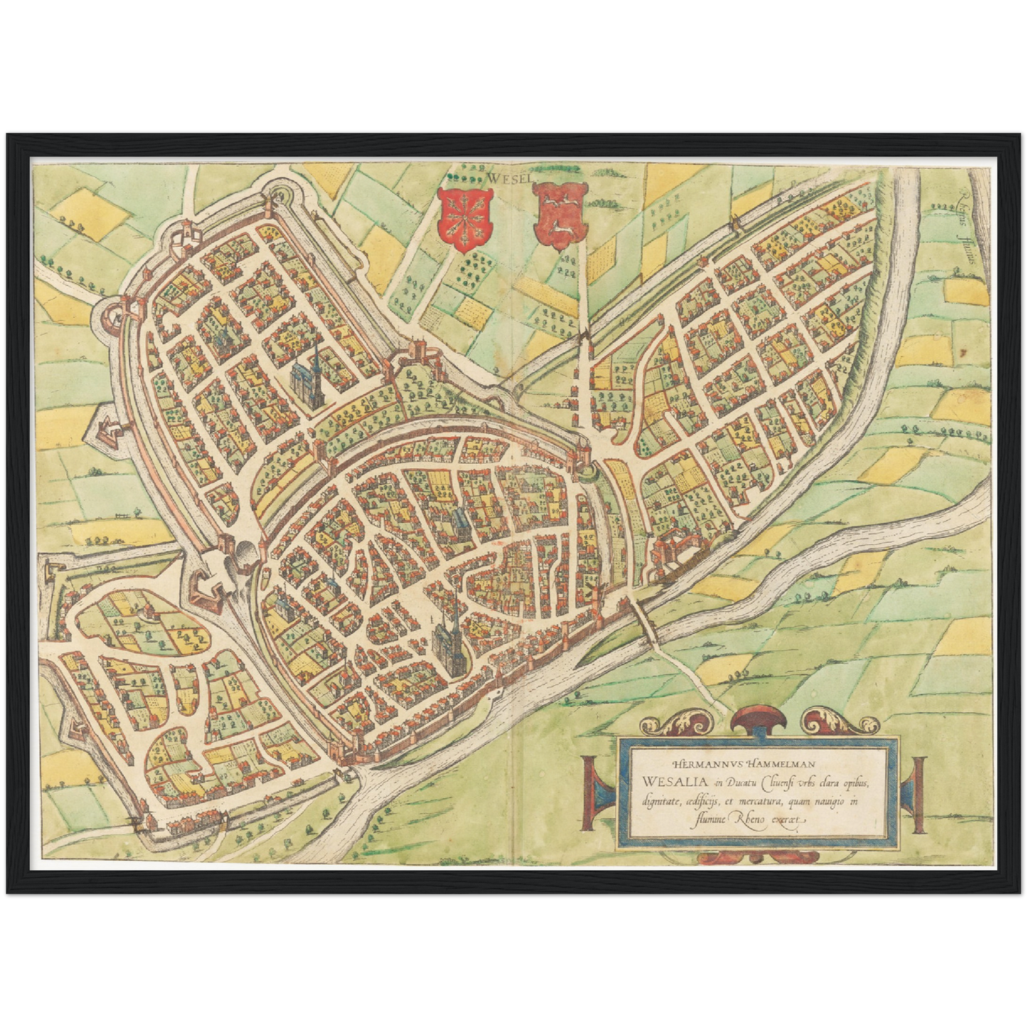 Historischer Stadtplan Wesel um 1592