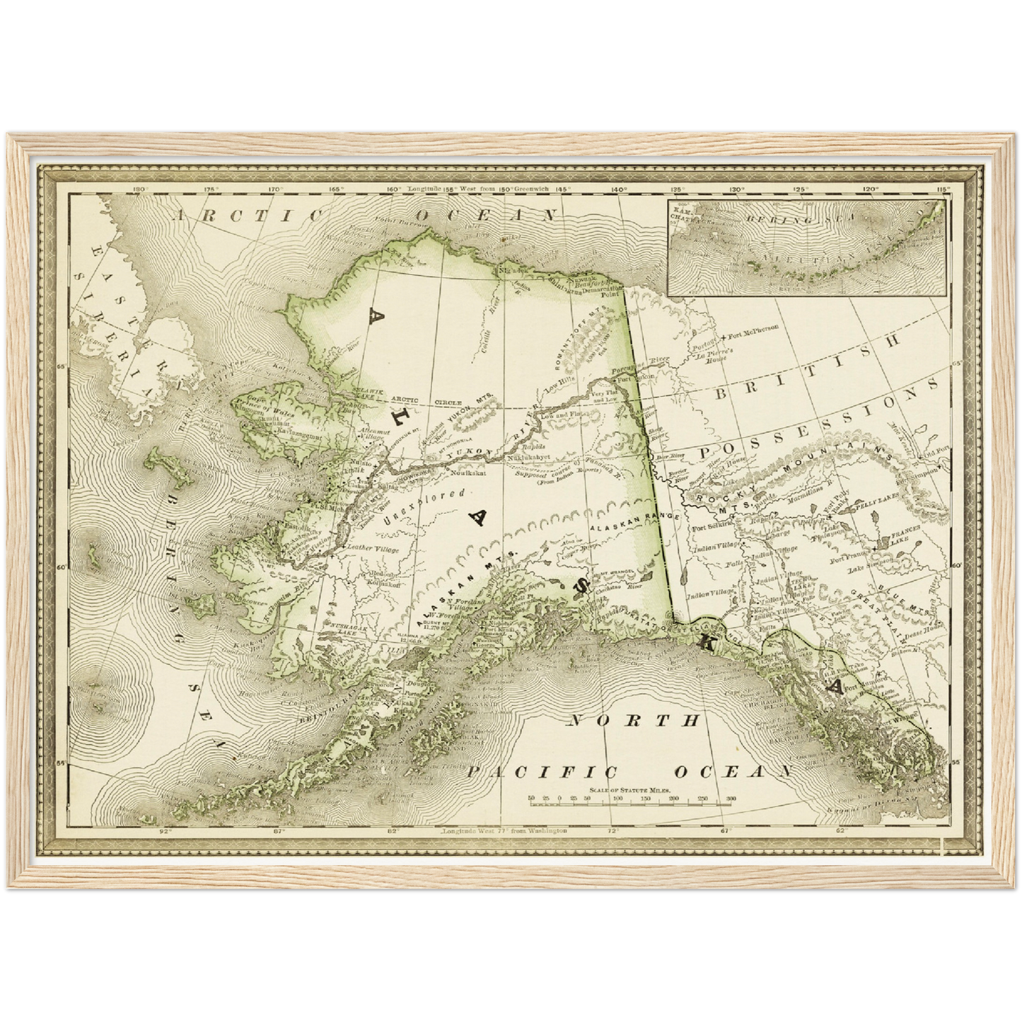 Historische Landkarte Alaska um 1882