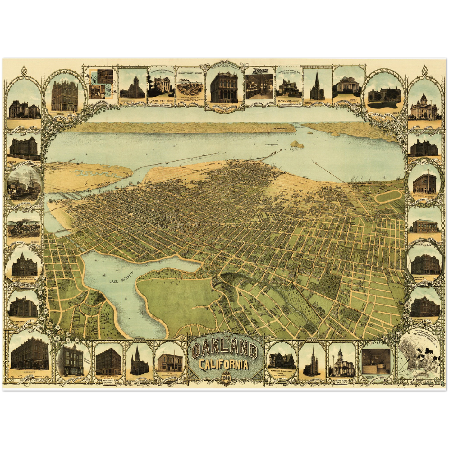Historische Stadtansicht Oakland um 1900