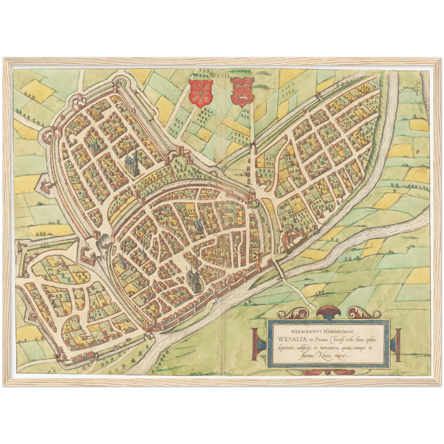 Historischer Stadtplan Wesel um 1592