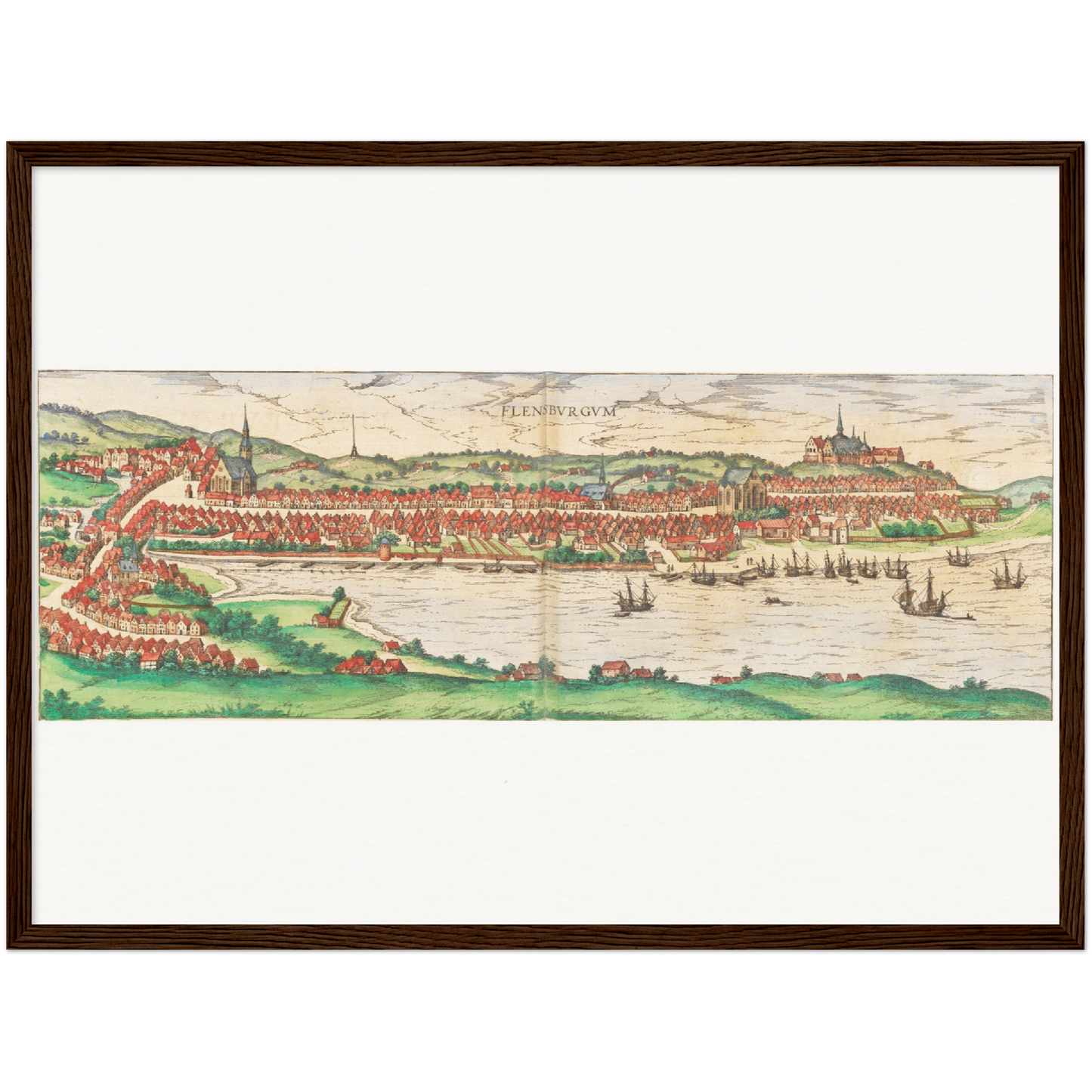 Historische Stadtansicht Flensburg um 1592