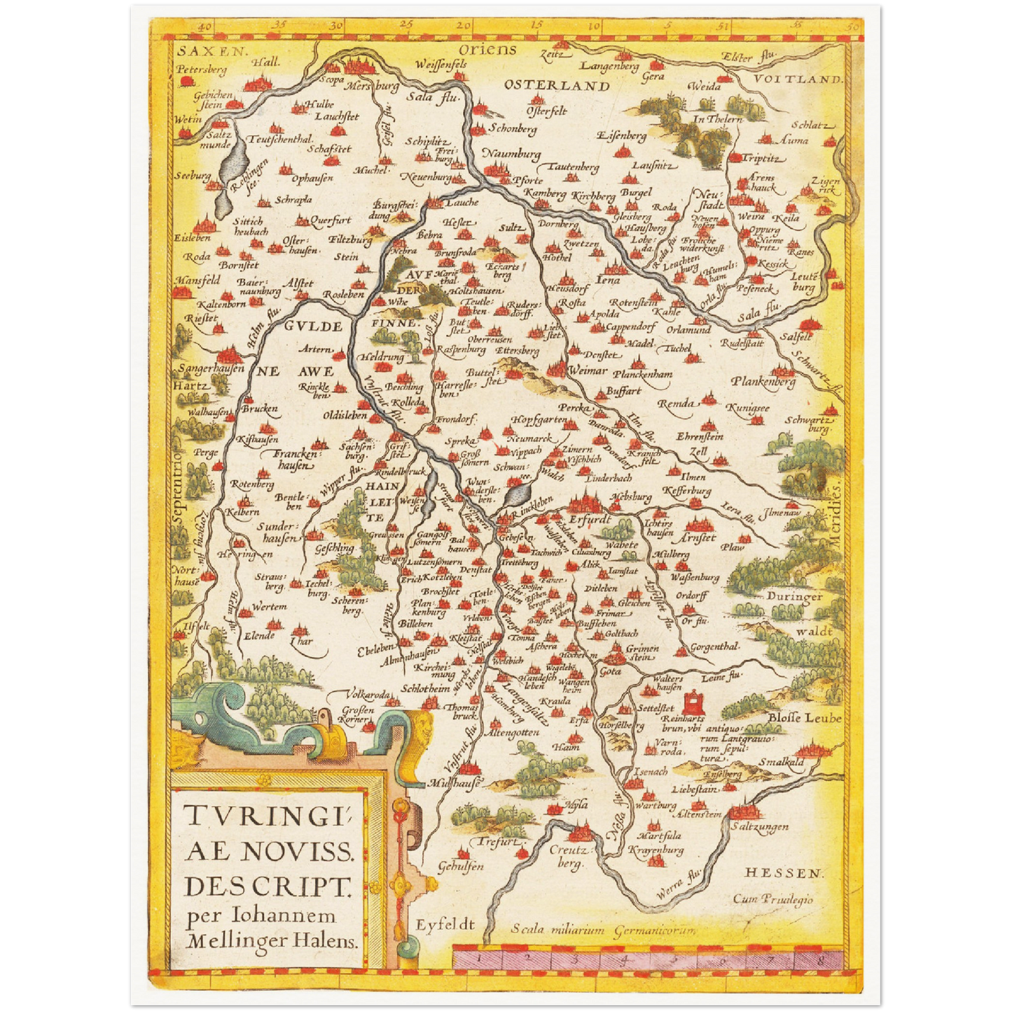 Historische Landkarte Thüringen um 1609