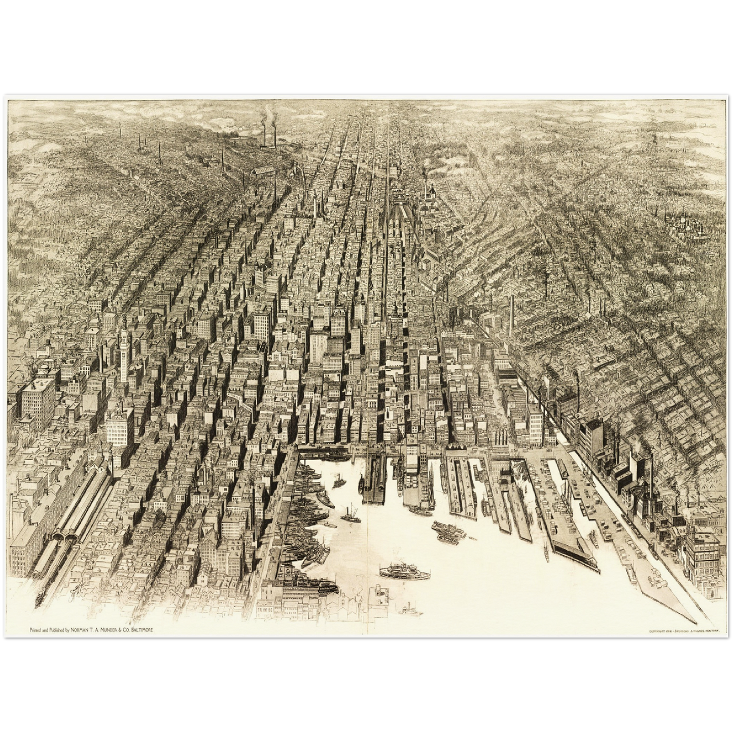 Historische Stadtansicht Baltimore um 1911