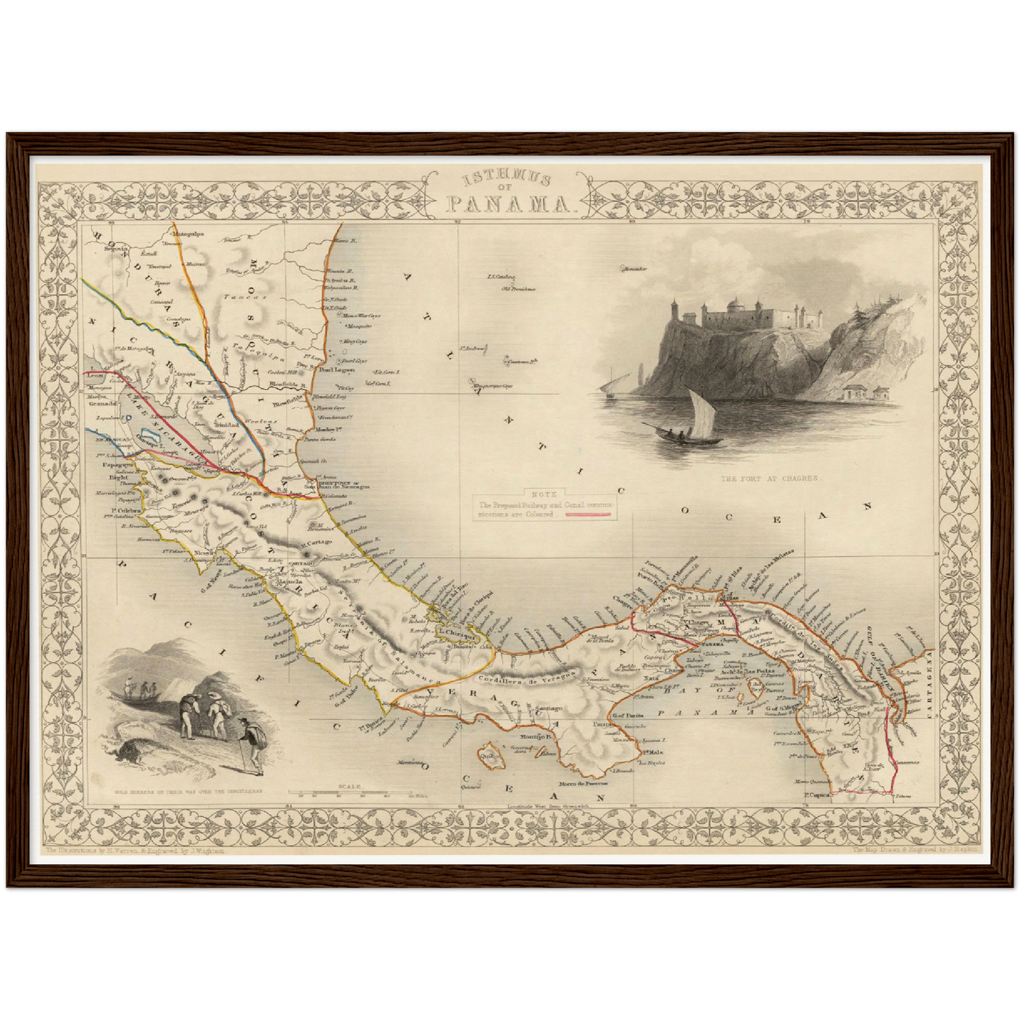 Historische Landkarte Panama um 1850
