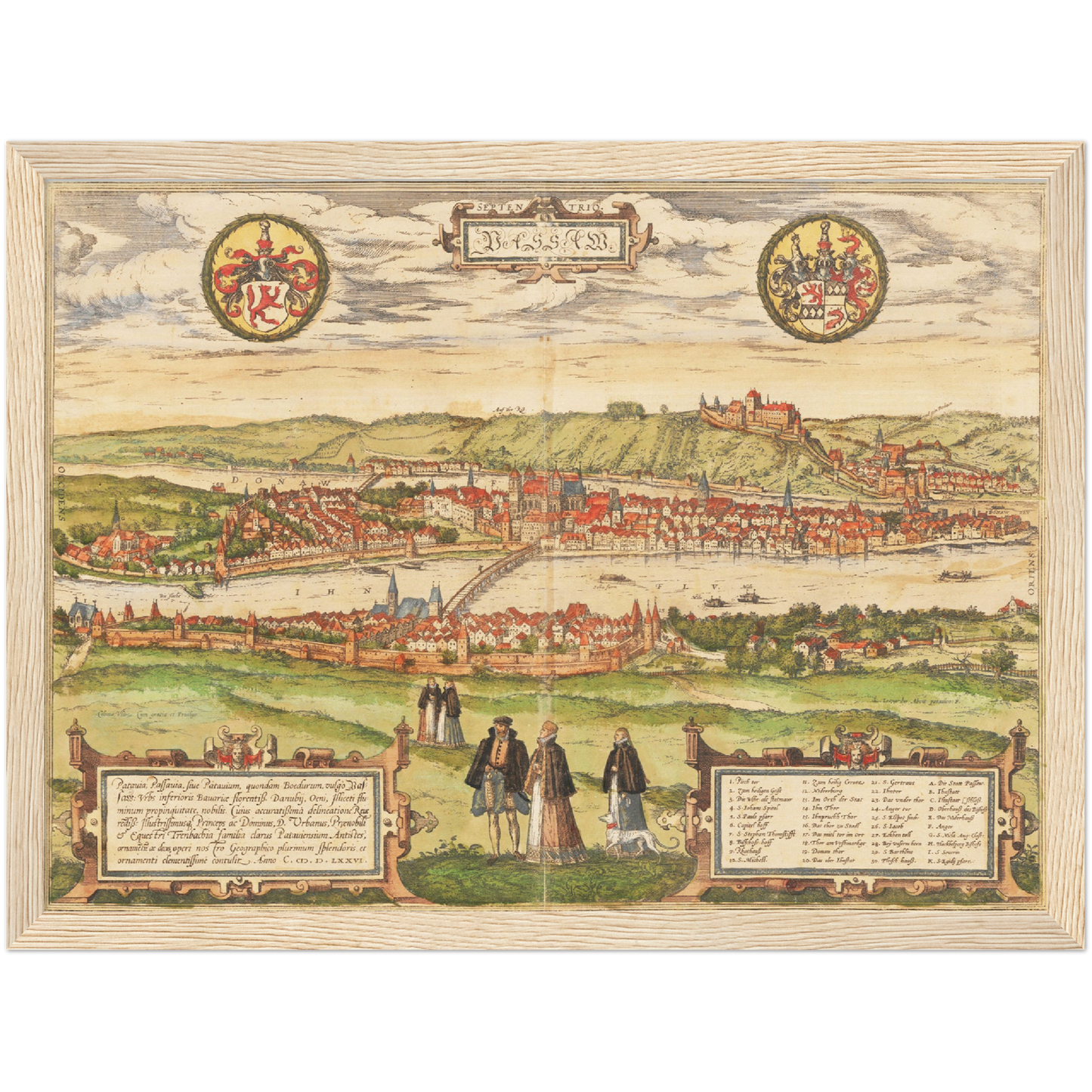 Historische Stadtansicht Passau um 1582