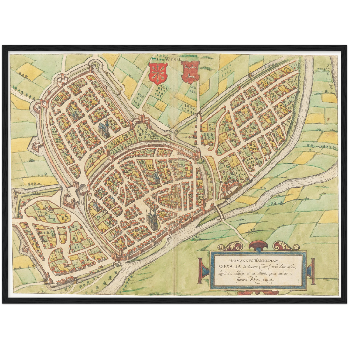 Historischer Stadtplan Wesel um 1592