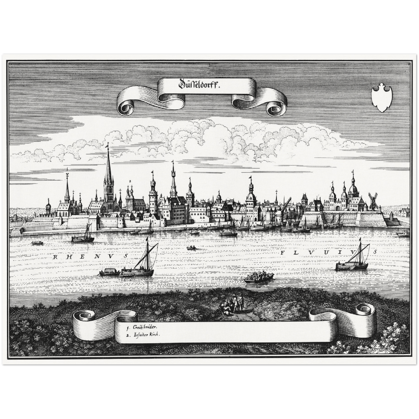 Historische Stadtansicht Düsseldorf um 1647