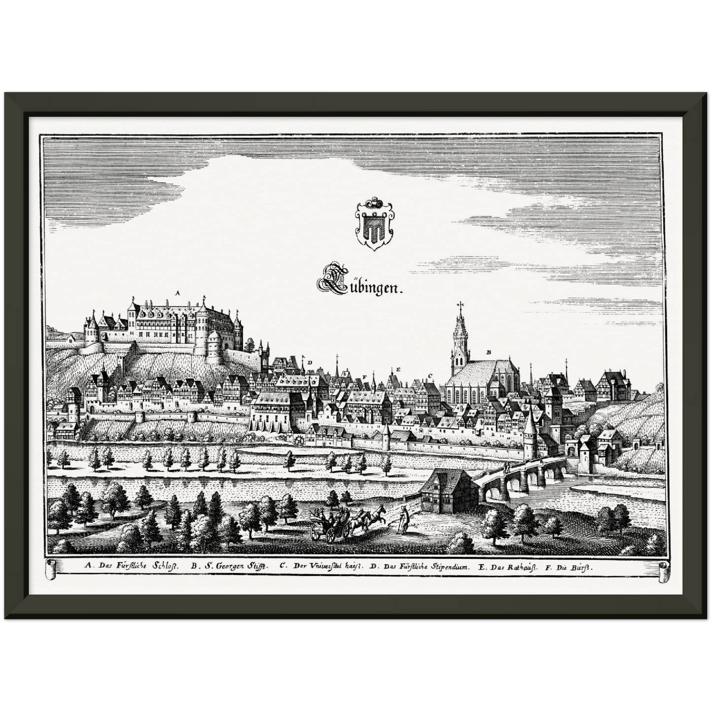 Historische Stadtansicht Tübingen um 1643