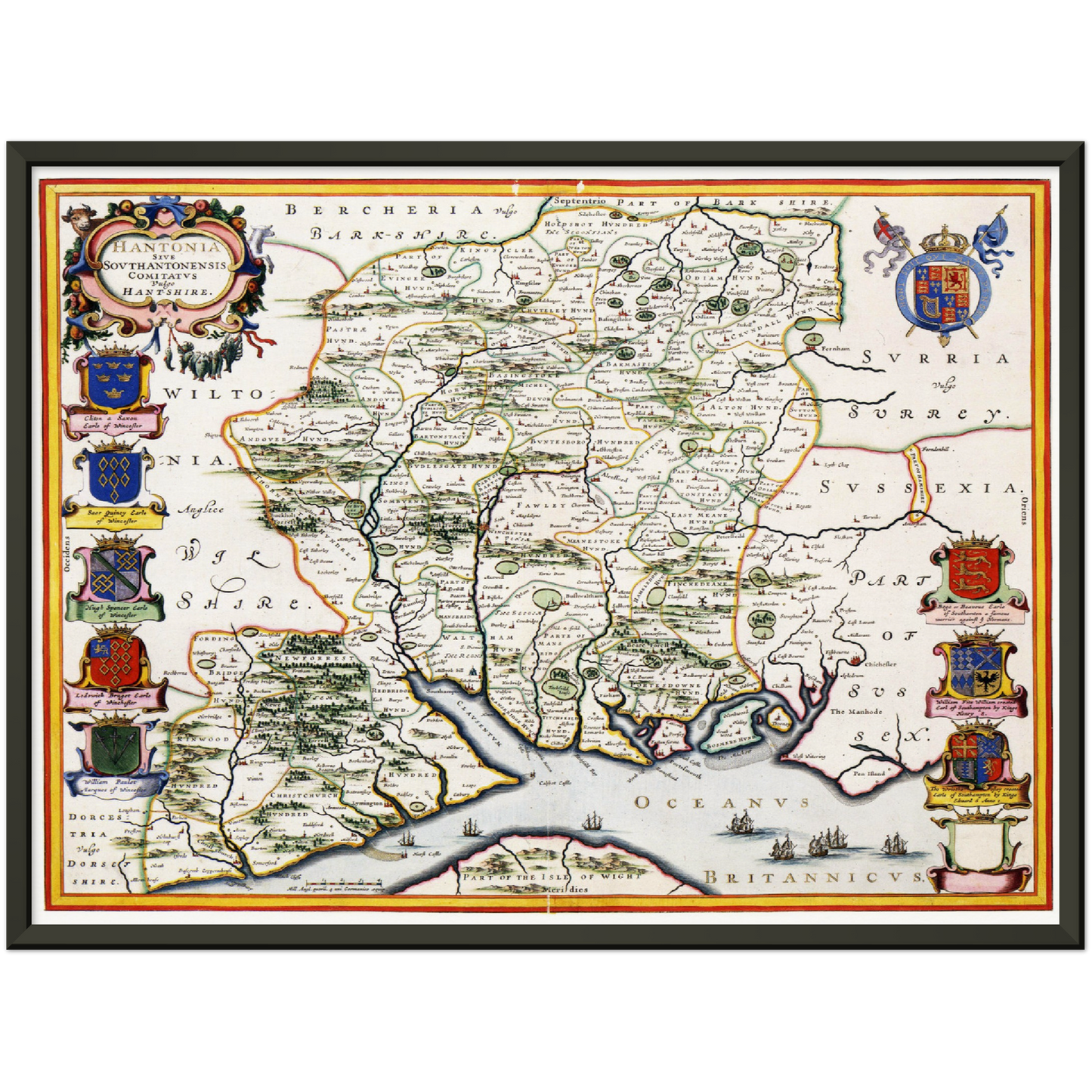 Historische Landkarte Hampshire  um 1646