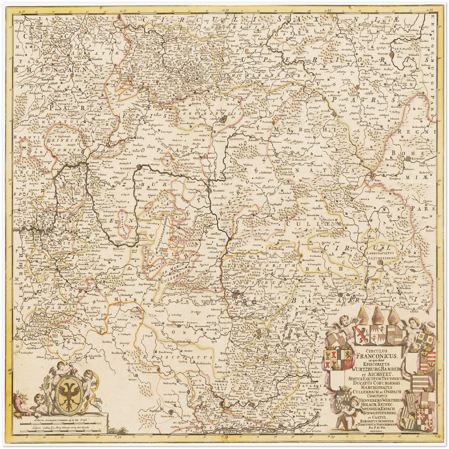 Historische Landkarte Franken um 1698