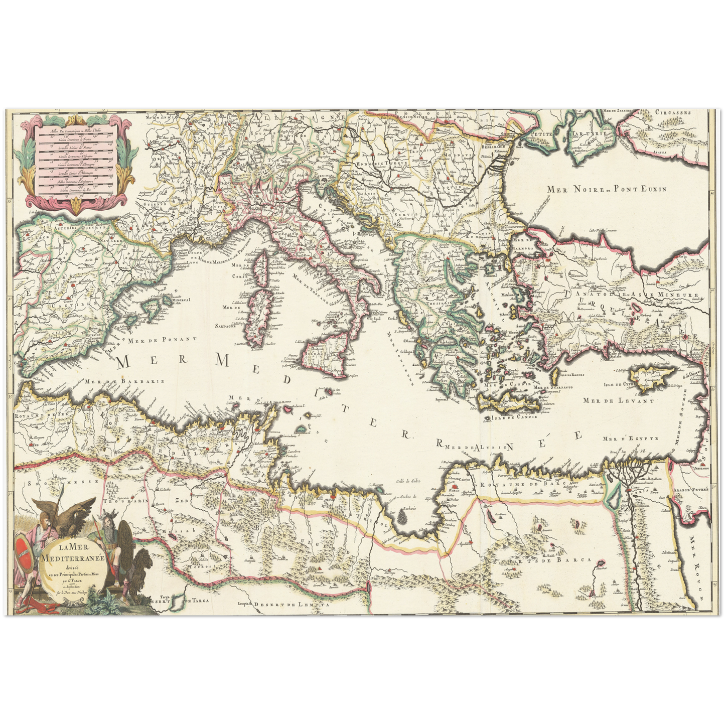 Historische Landkarte Südeuropa um 1700