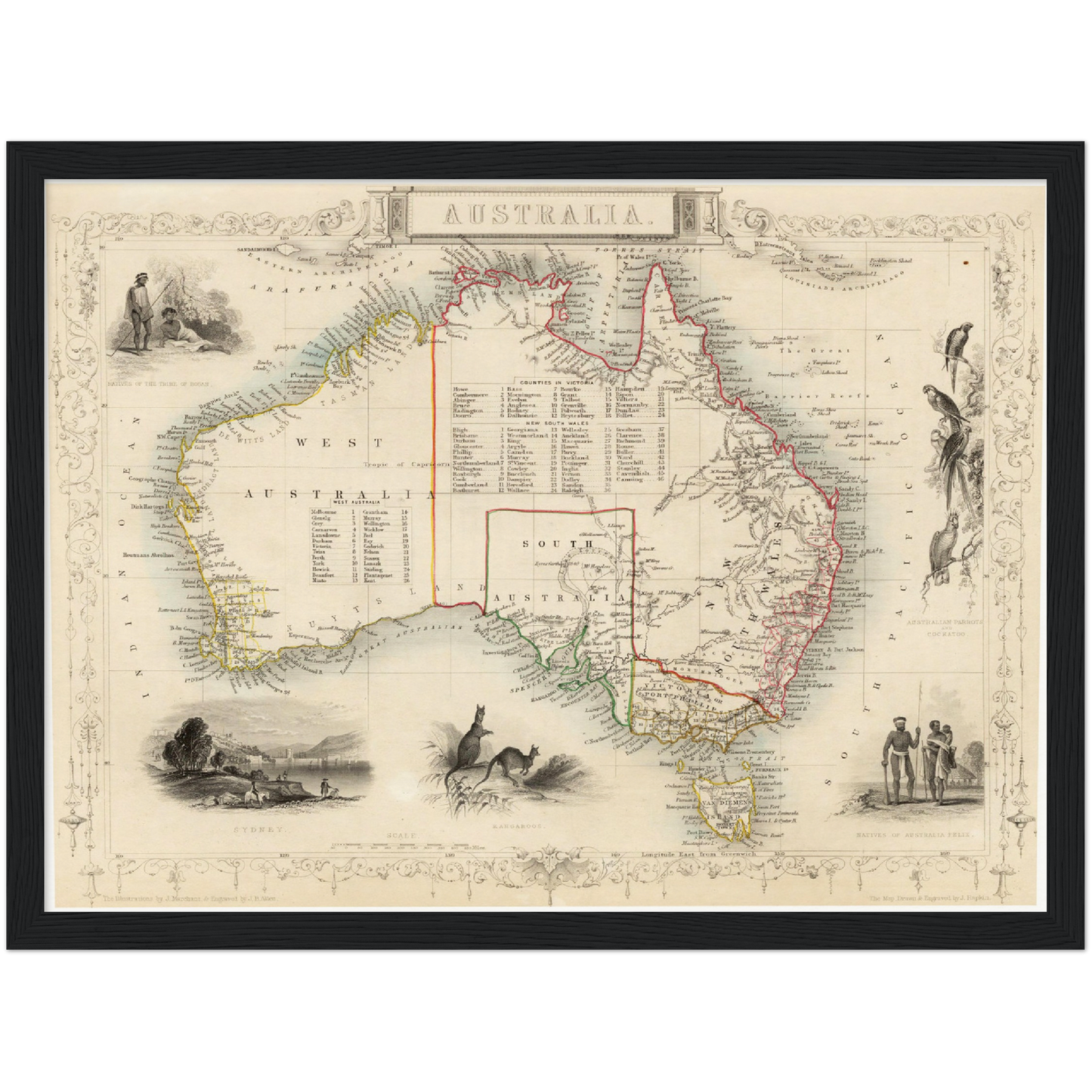 Historische Landkarte Australien um 1850