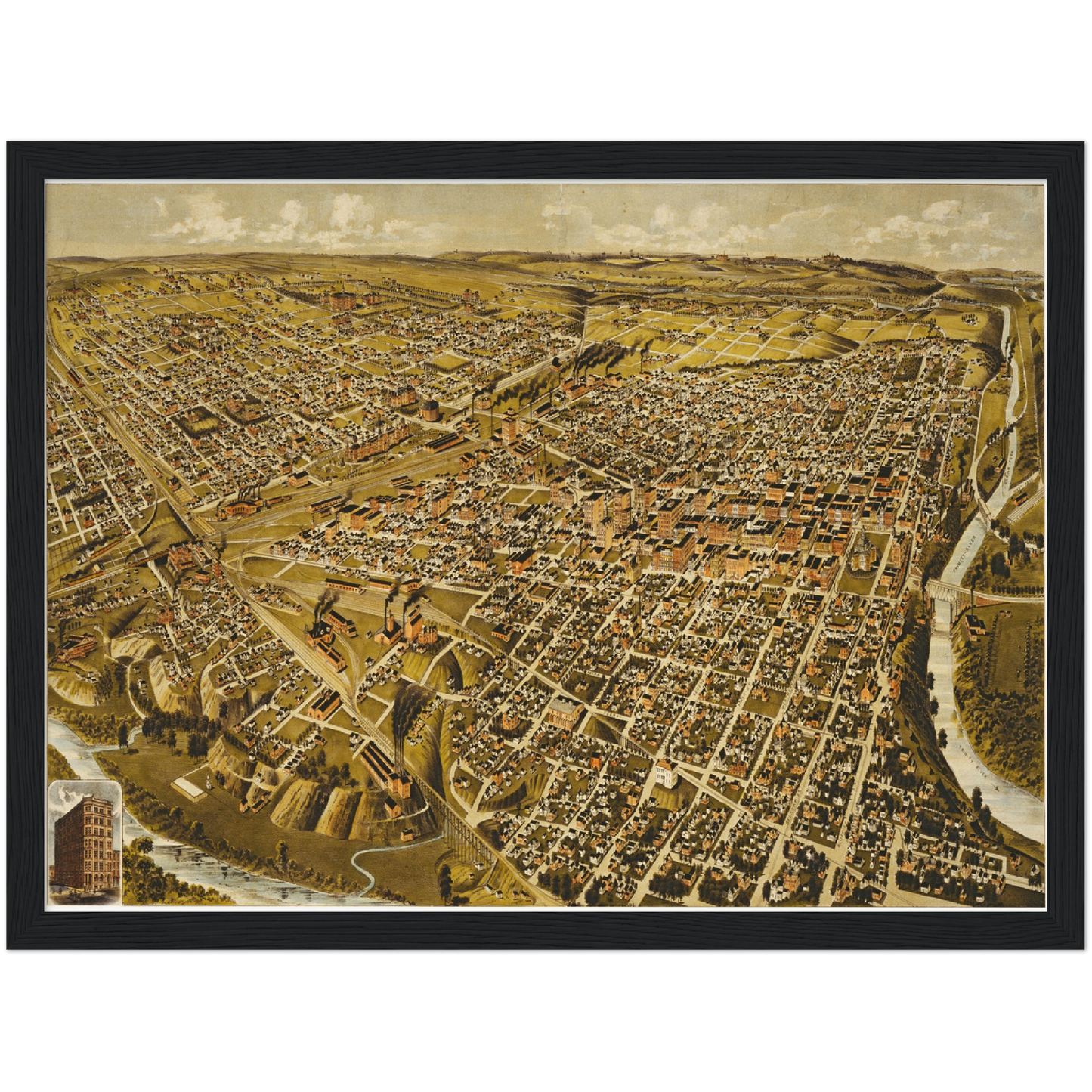 Historical city map  Test product horizontal 3 sizes