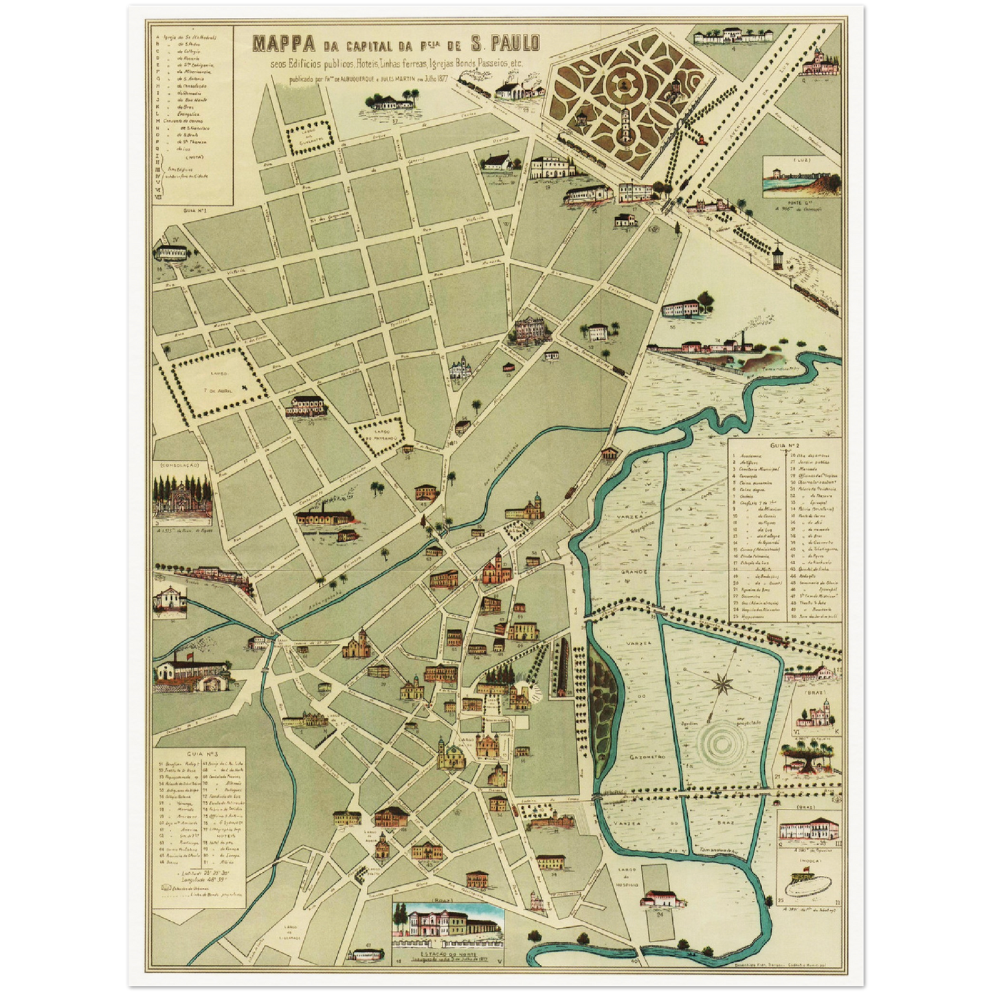 Historischer Stadtplan Sao Paulo um 1877