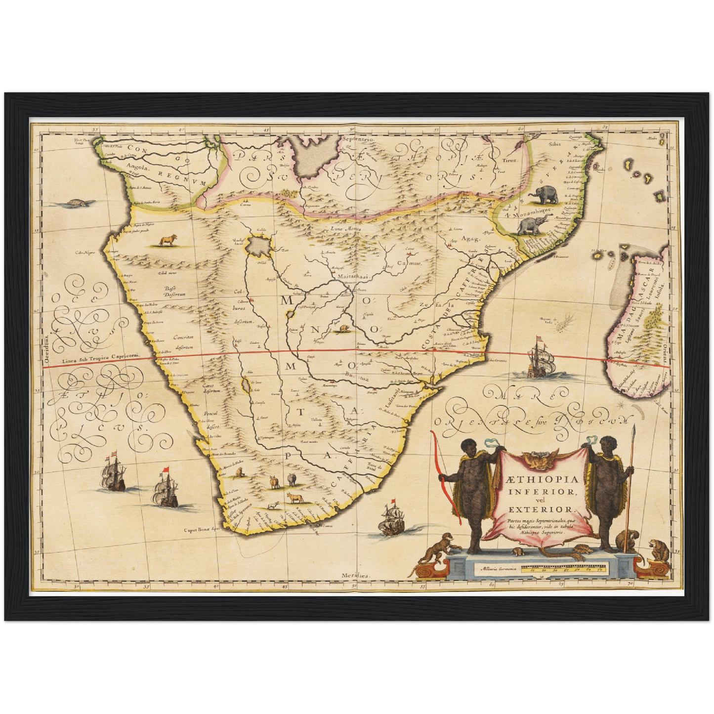 Historische Landkarte Südafrika um 1635