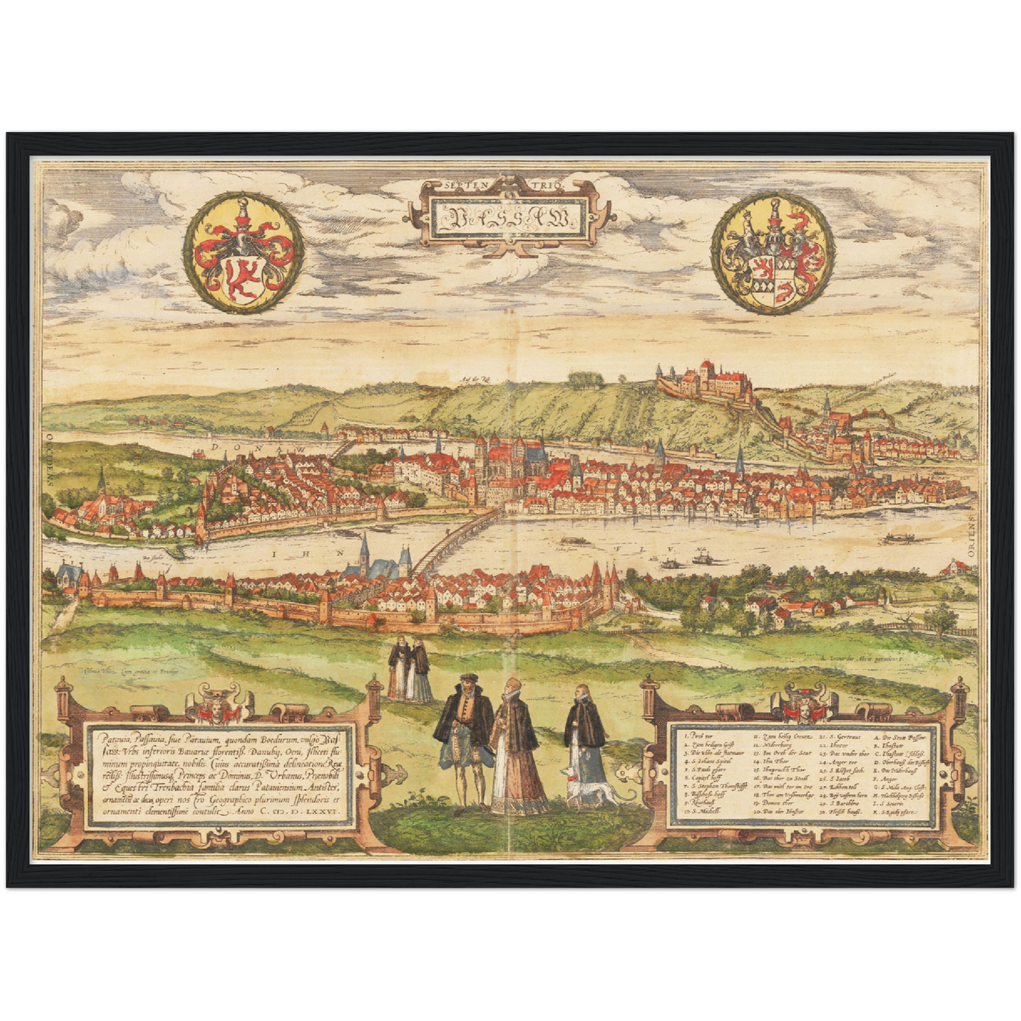 Historische Stadtansicht Passau um 1582