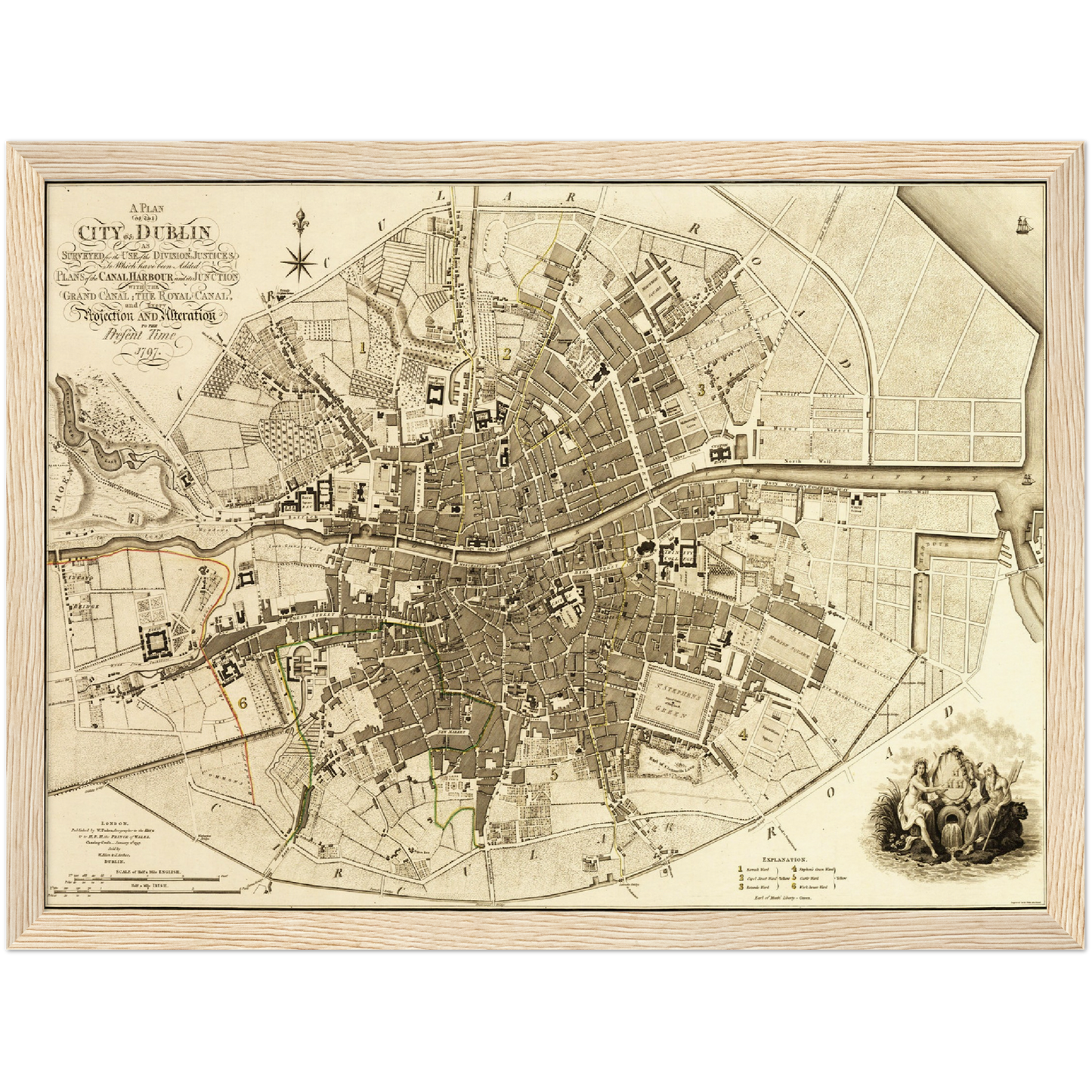 Historischer Stadtplan Dublin um 1797