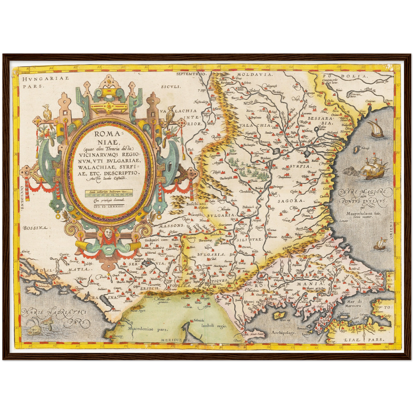 Historische Landkarte Rumänien um 1609