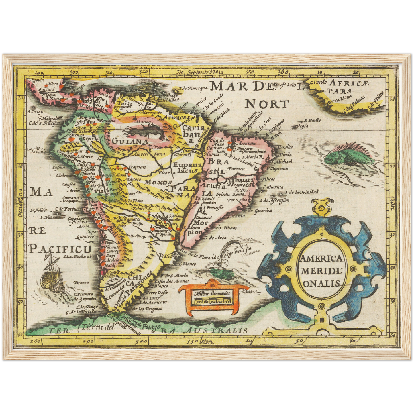 Historische Landkarte Südamerika um 1609