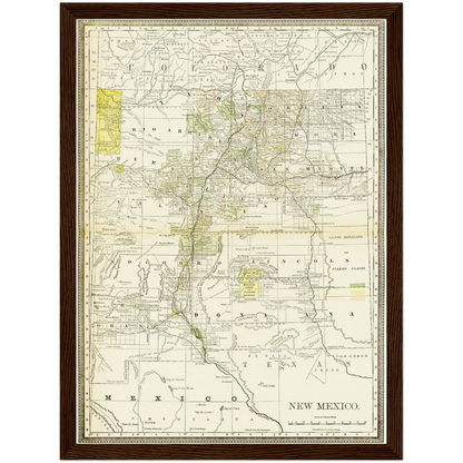 Historische Landkarte New Mexico um 1882