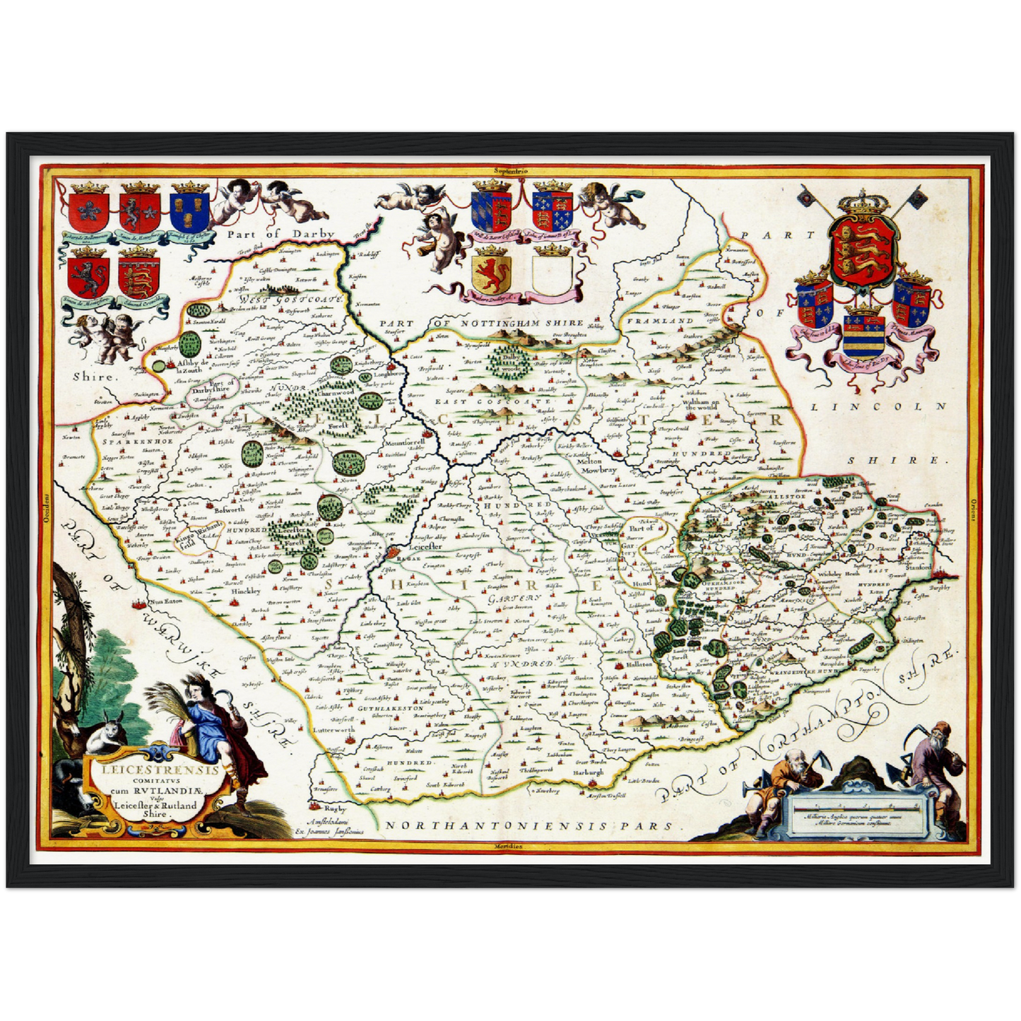 Historische Landkarte Leicestershire um 1646