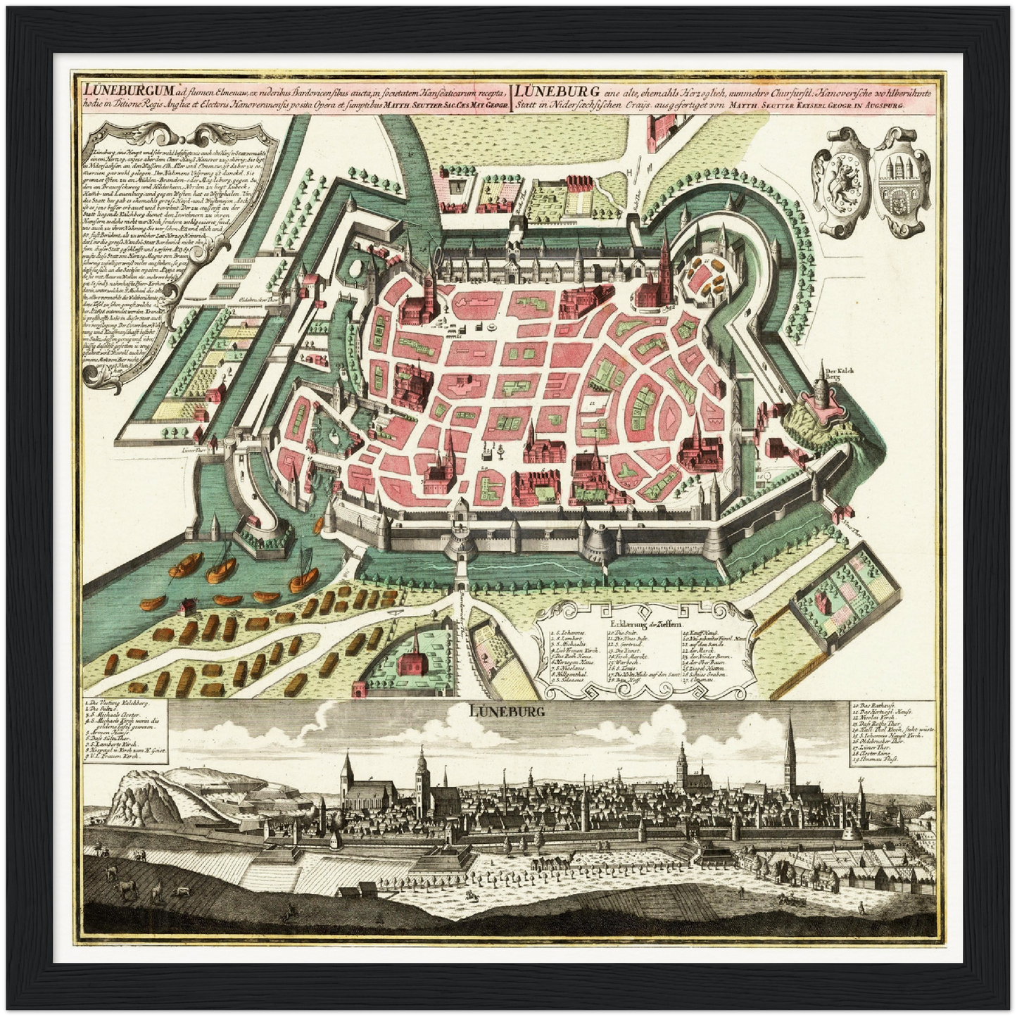 Historische Stadtansicht Lüneburg um 1740