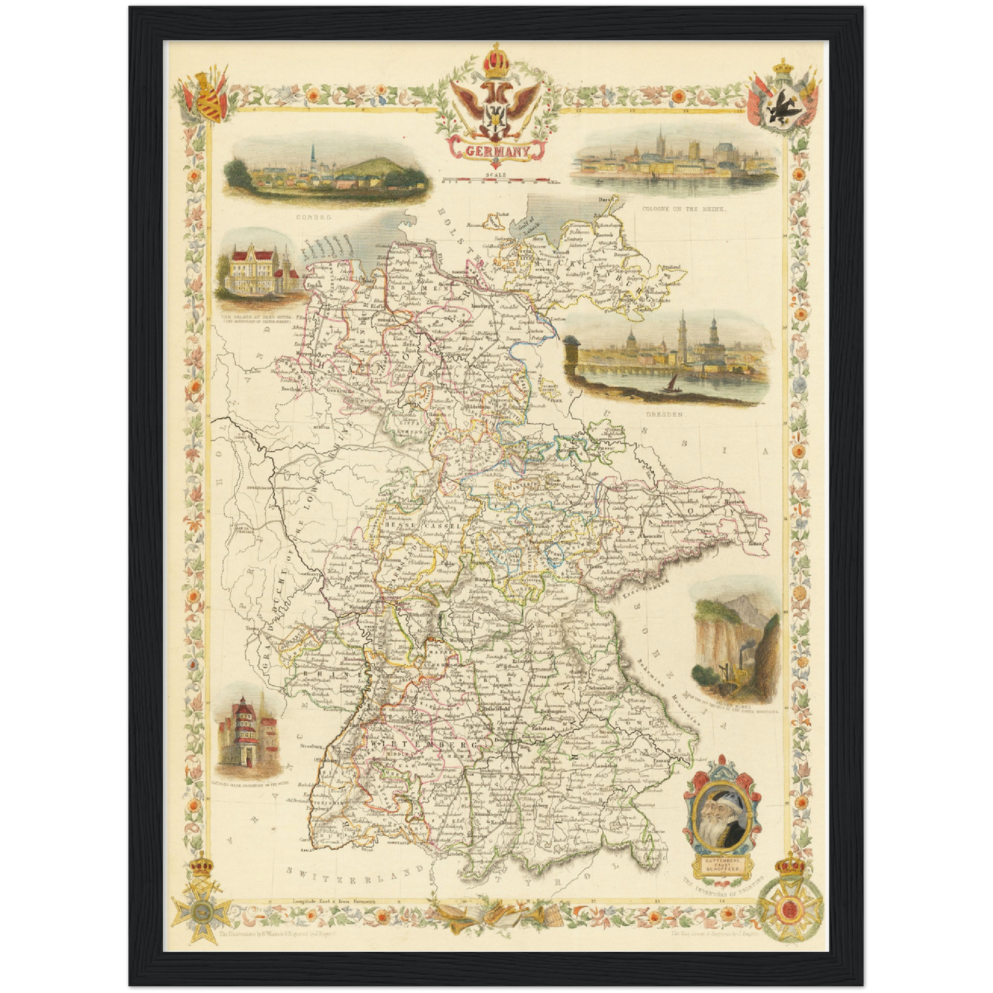 Historische Landkarte Deutschland um 1851