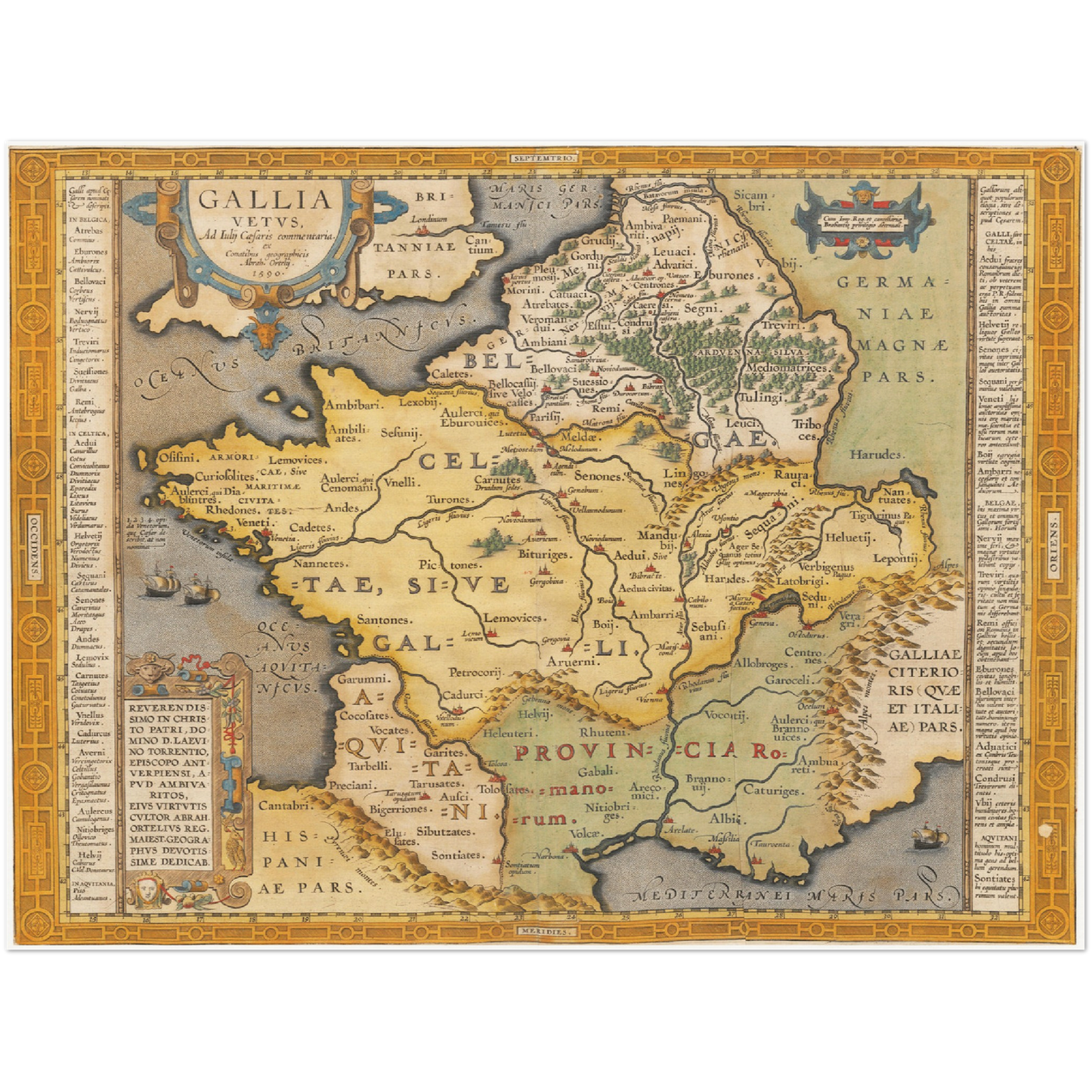 Historische Landkarte Historisches Gallien um 1609