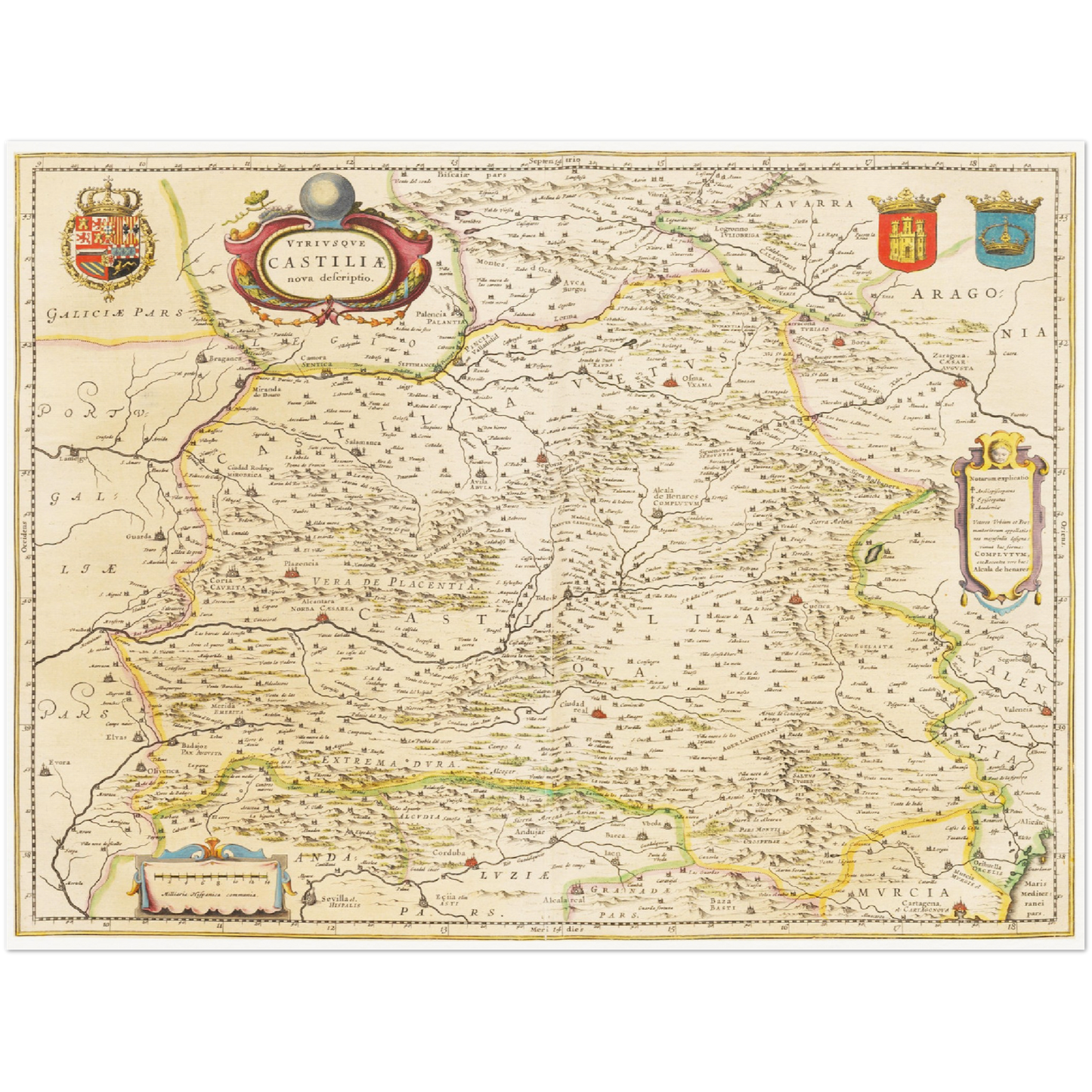 Historische Landkarte Kastilien und León um 1635
