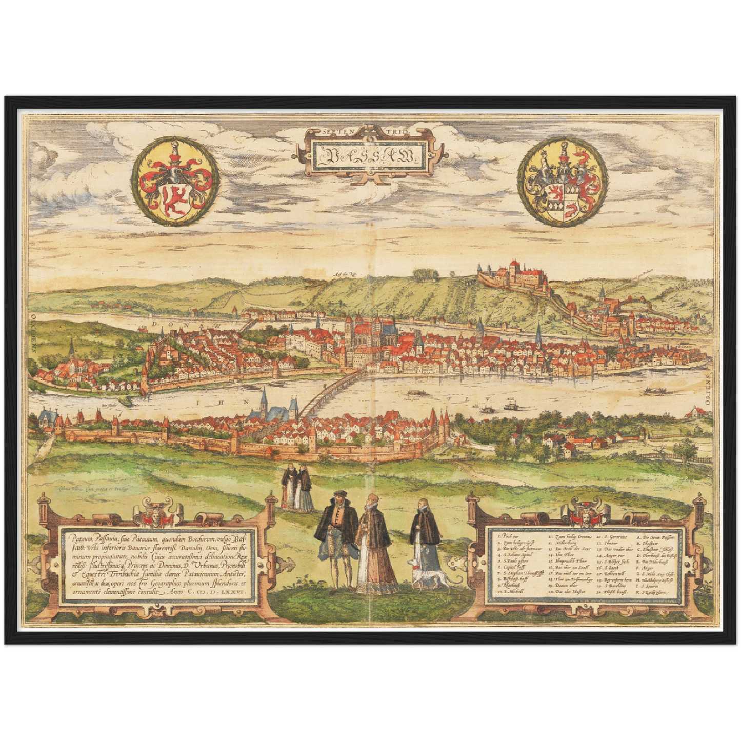 Historische Stadtansicht Passau um 1582