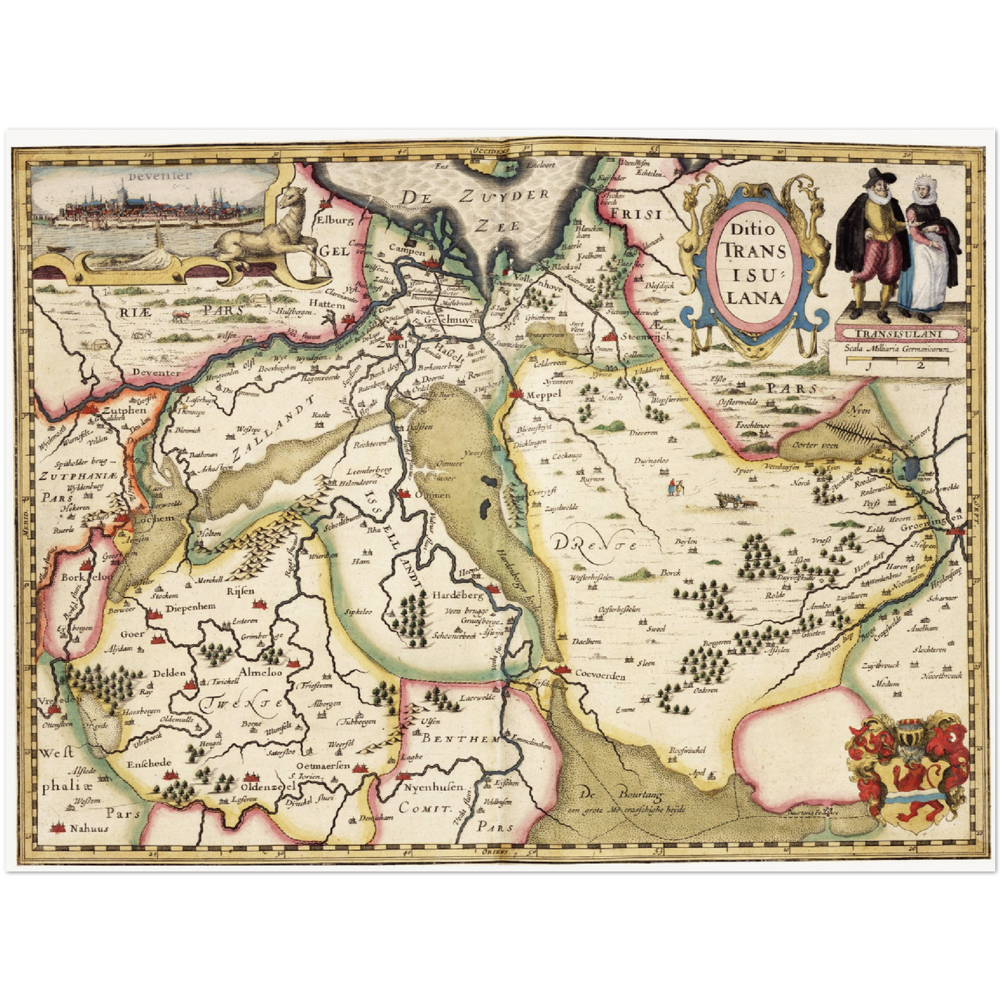 Historische Landkarte Provinz Overijssel um 1617