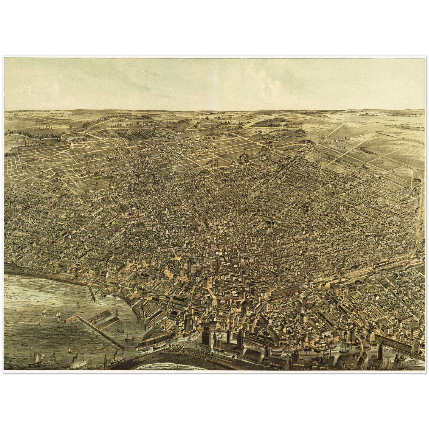 Historical city map  Test product horizontal 3 sizes