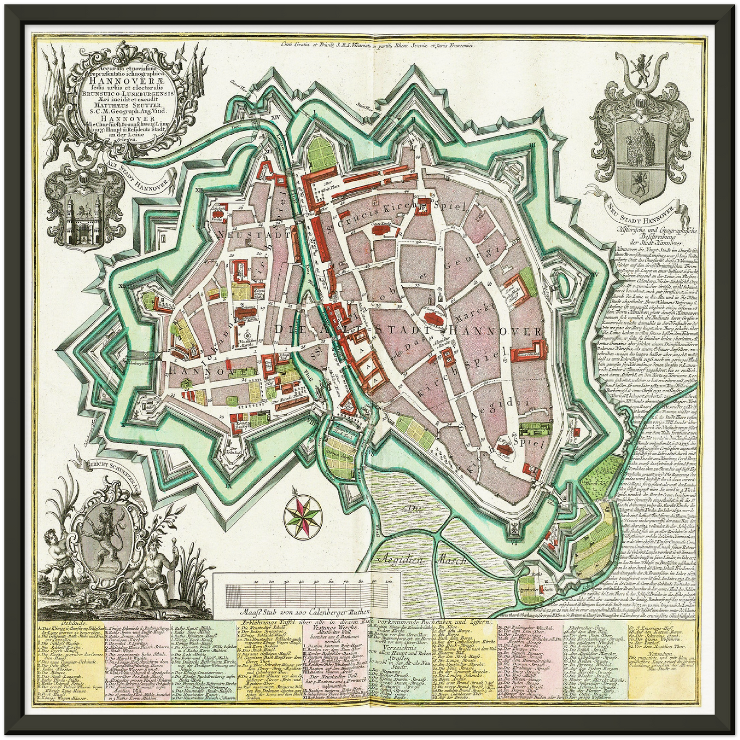 Historischer Stadtplan Hannover um 1735