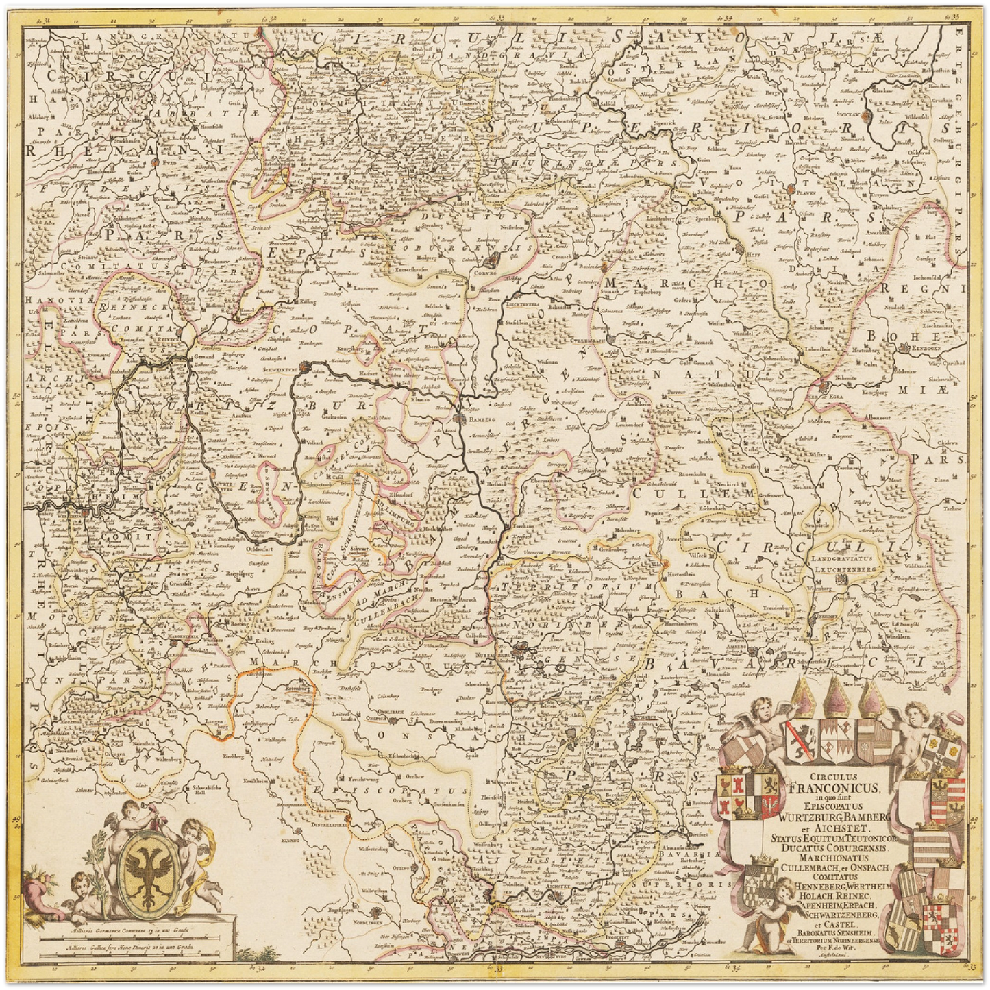 Historische Landkarte Franken um 1698