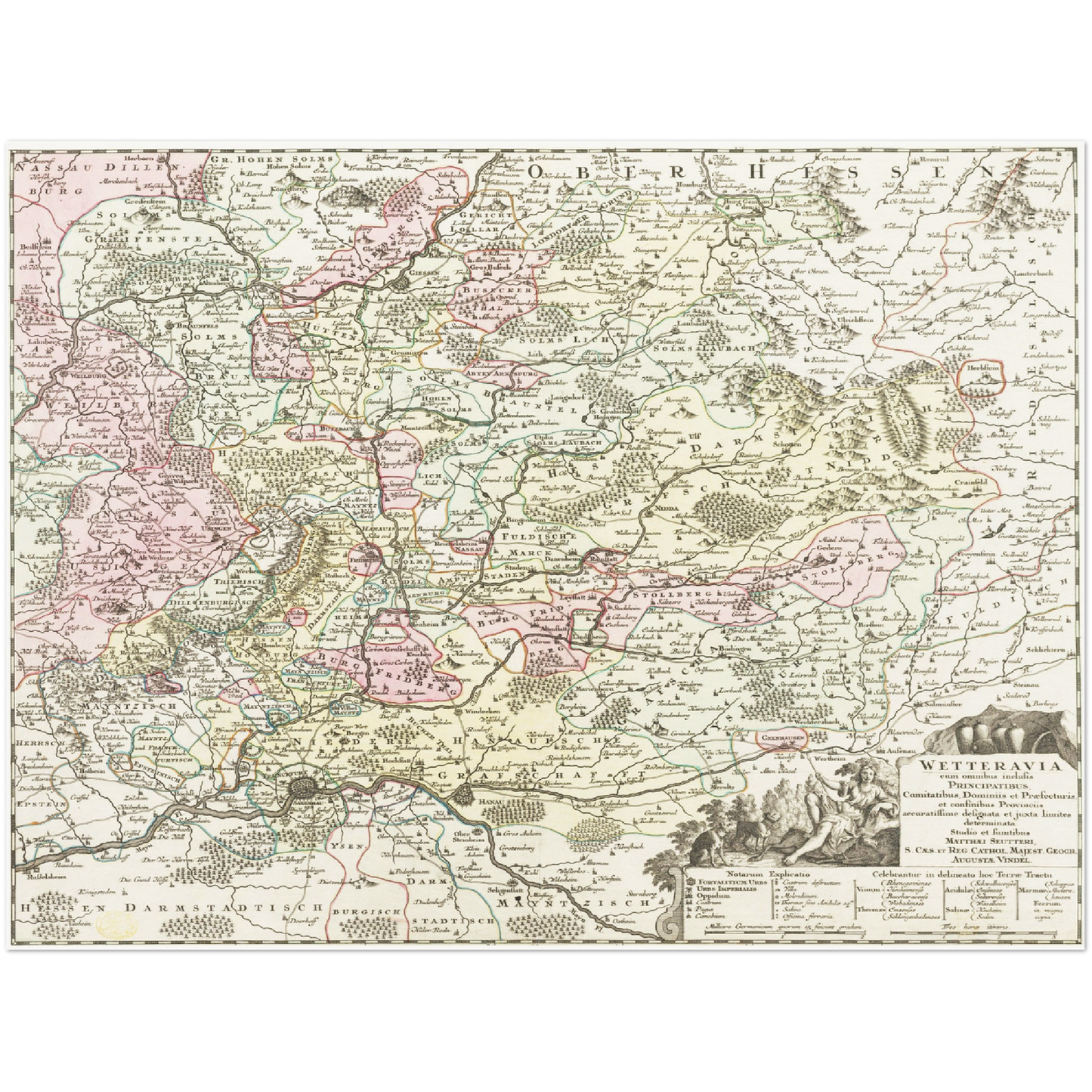 Historische Landkarte Wetterau um 1750