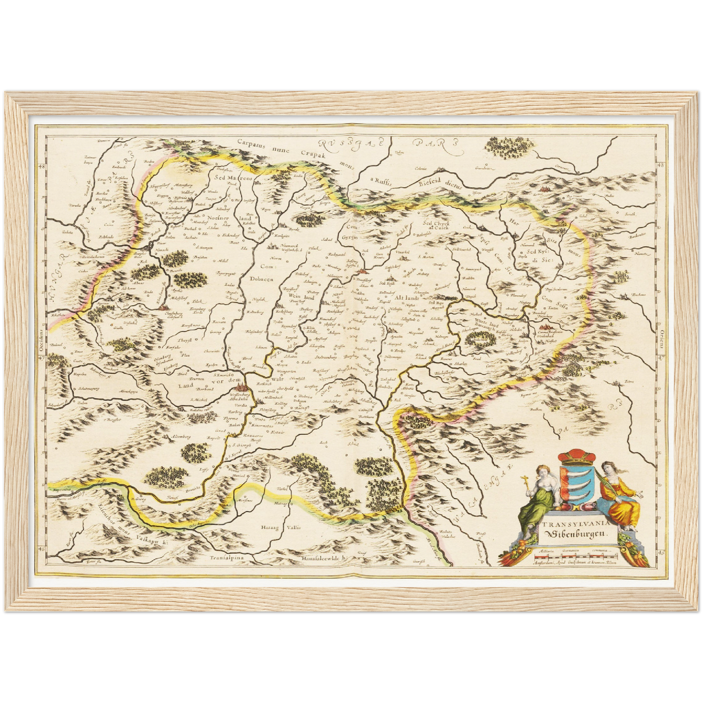Historische Landkarte Siebenbürgen um 1635