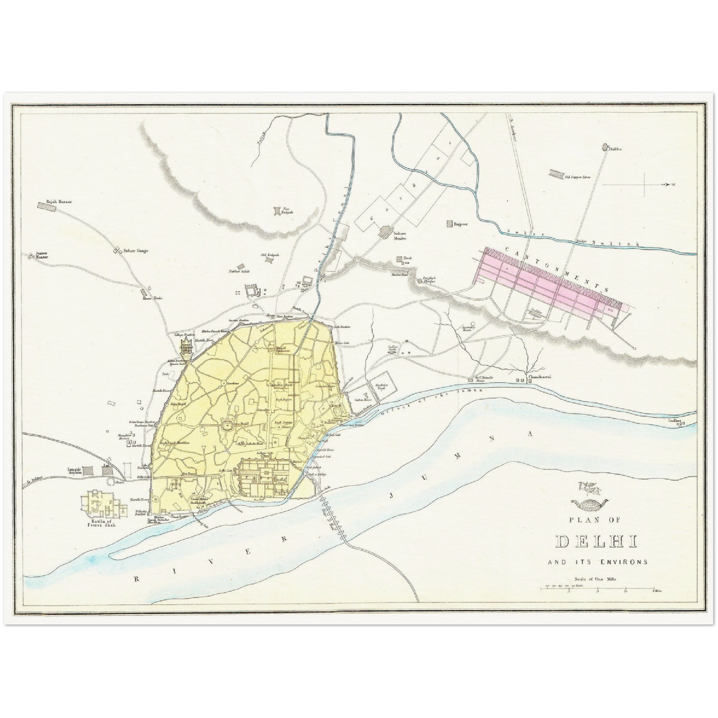 Historischer Stadtplan Delhi um 1867
