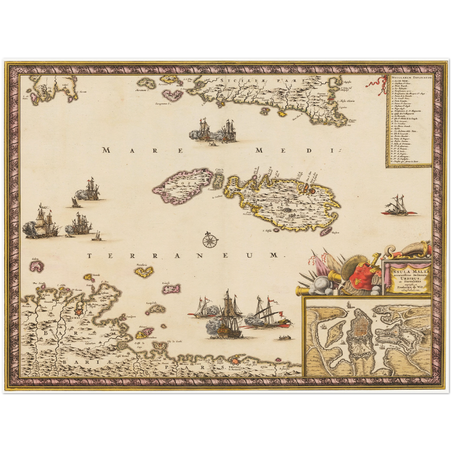 Historische Landkarte Malta um 1698