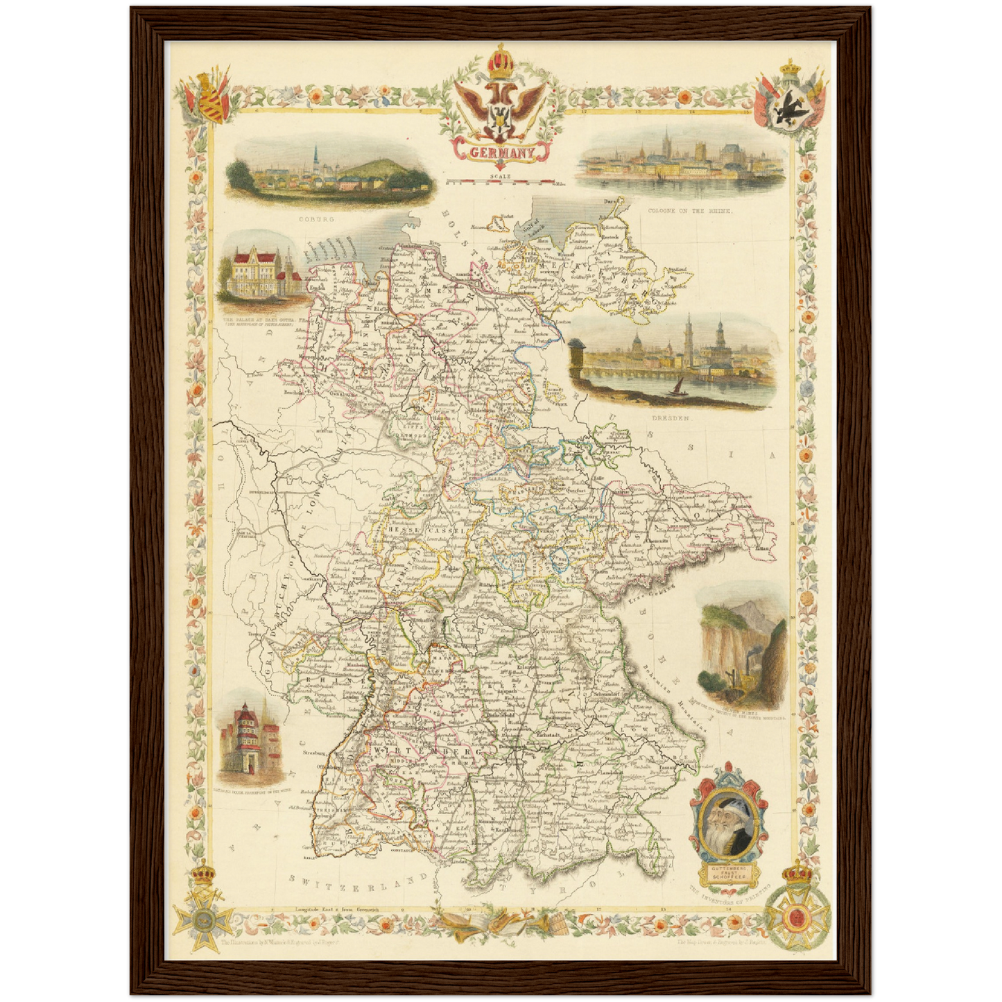 Historische Landkarte Deutschland um 1851