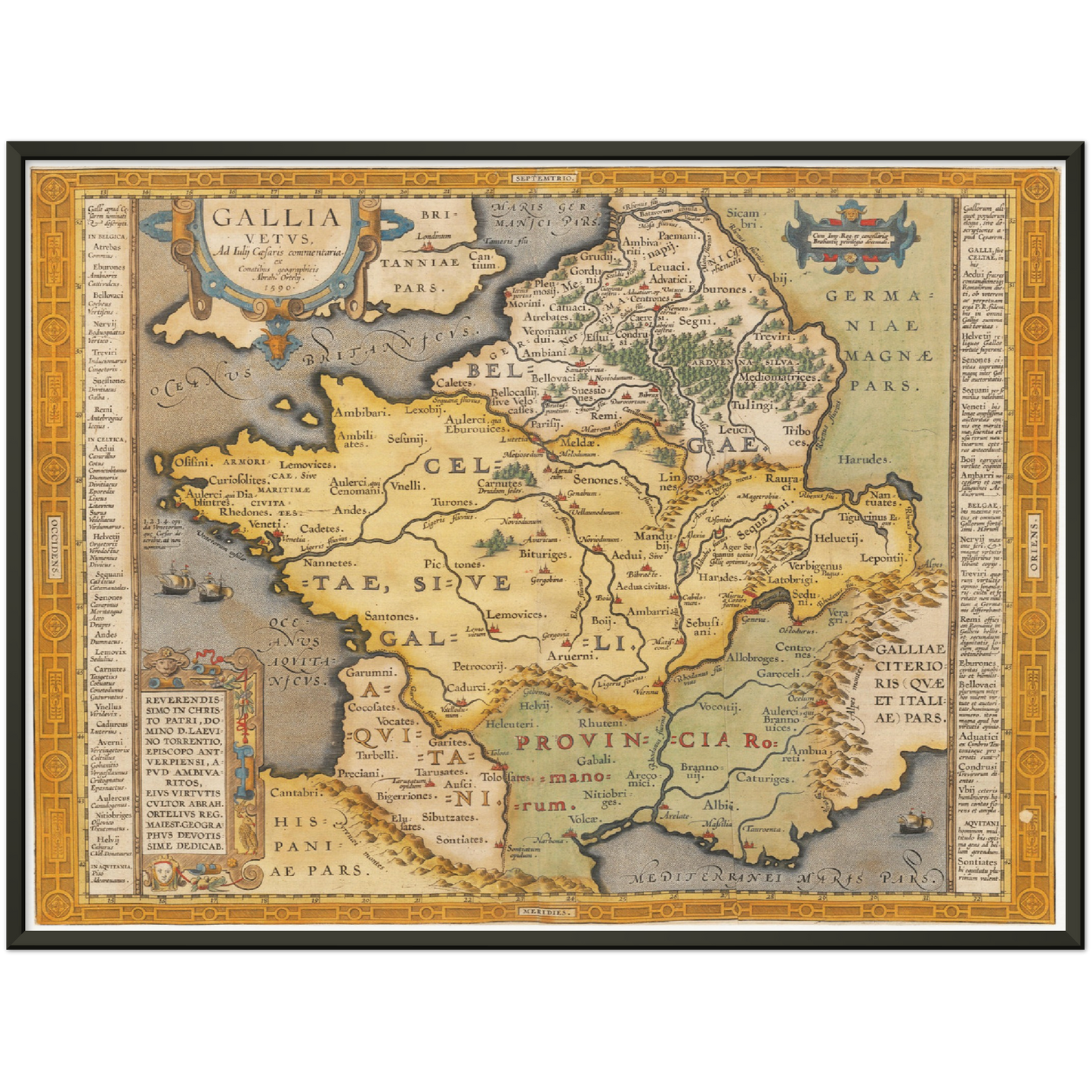 Historische Landkarte Historisches Gallien um 1609