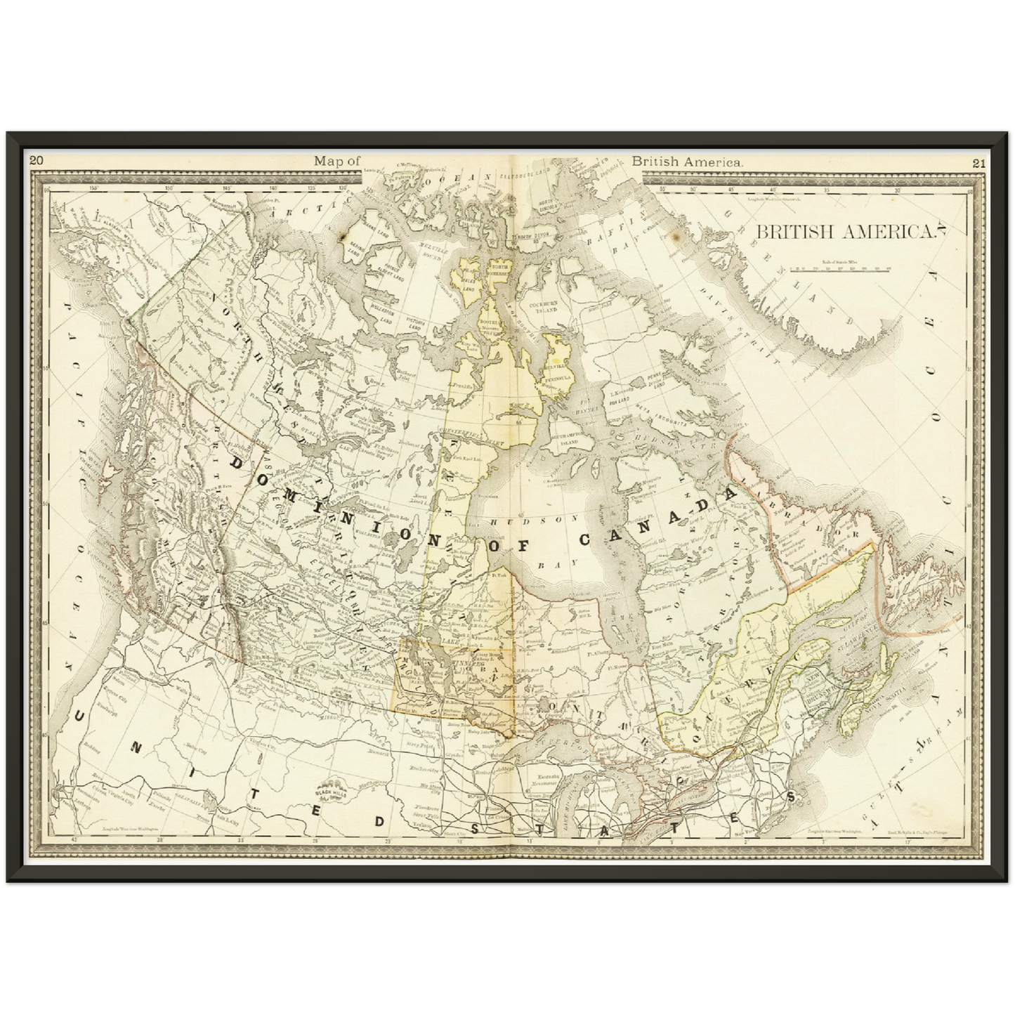 Historische Landkarte Kanada um 1882